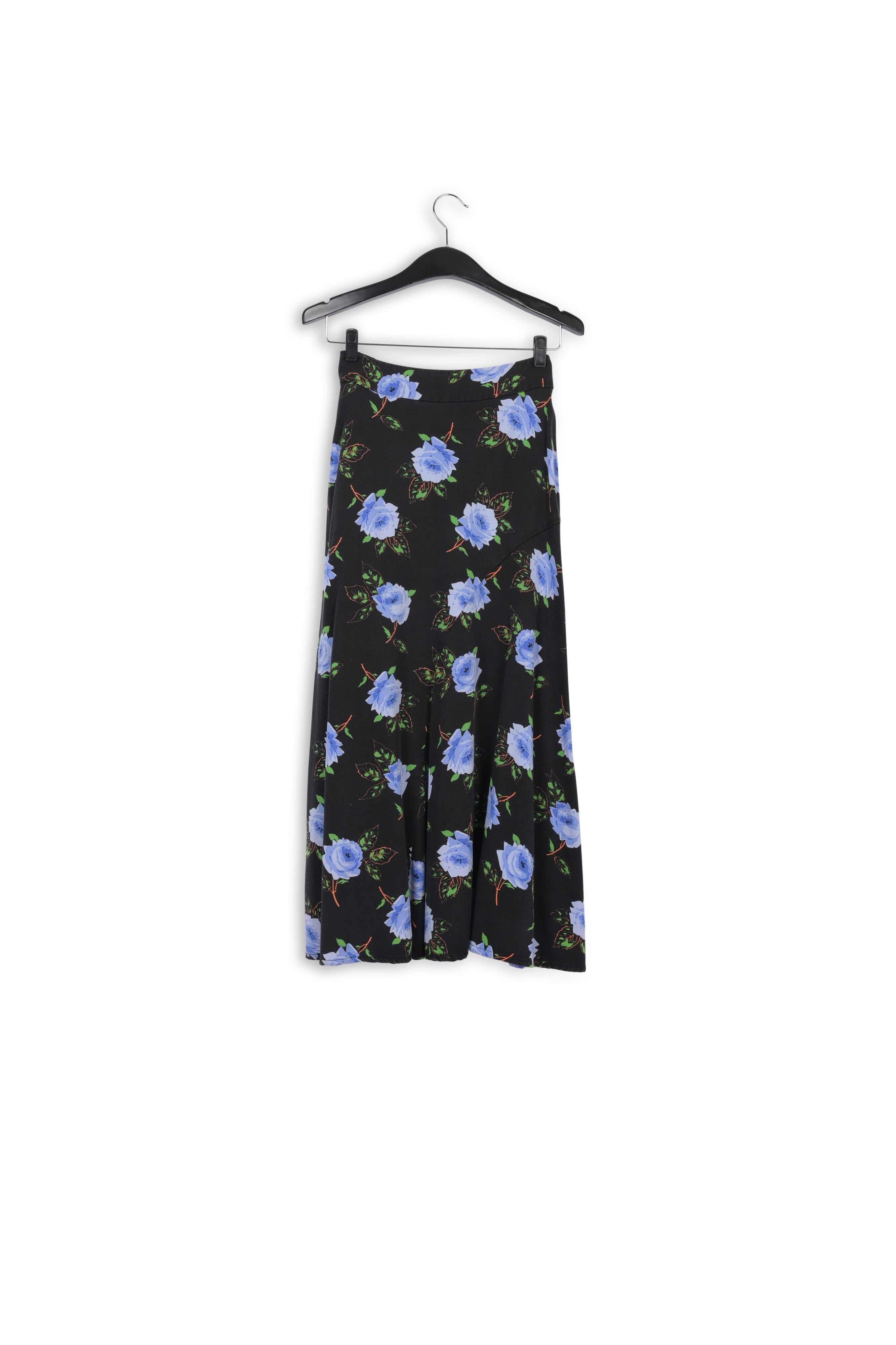 Schuin gesneden midirok met donkere bloemenprint RE—SSENTIEL | Essentiel second hand