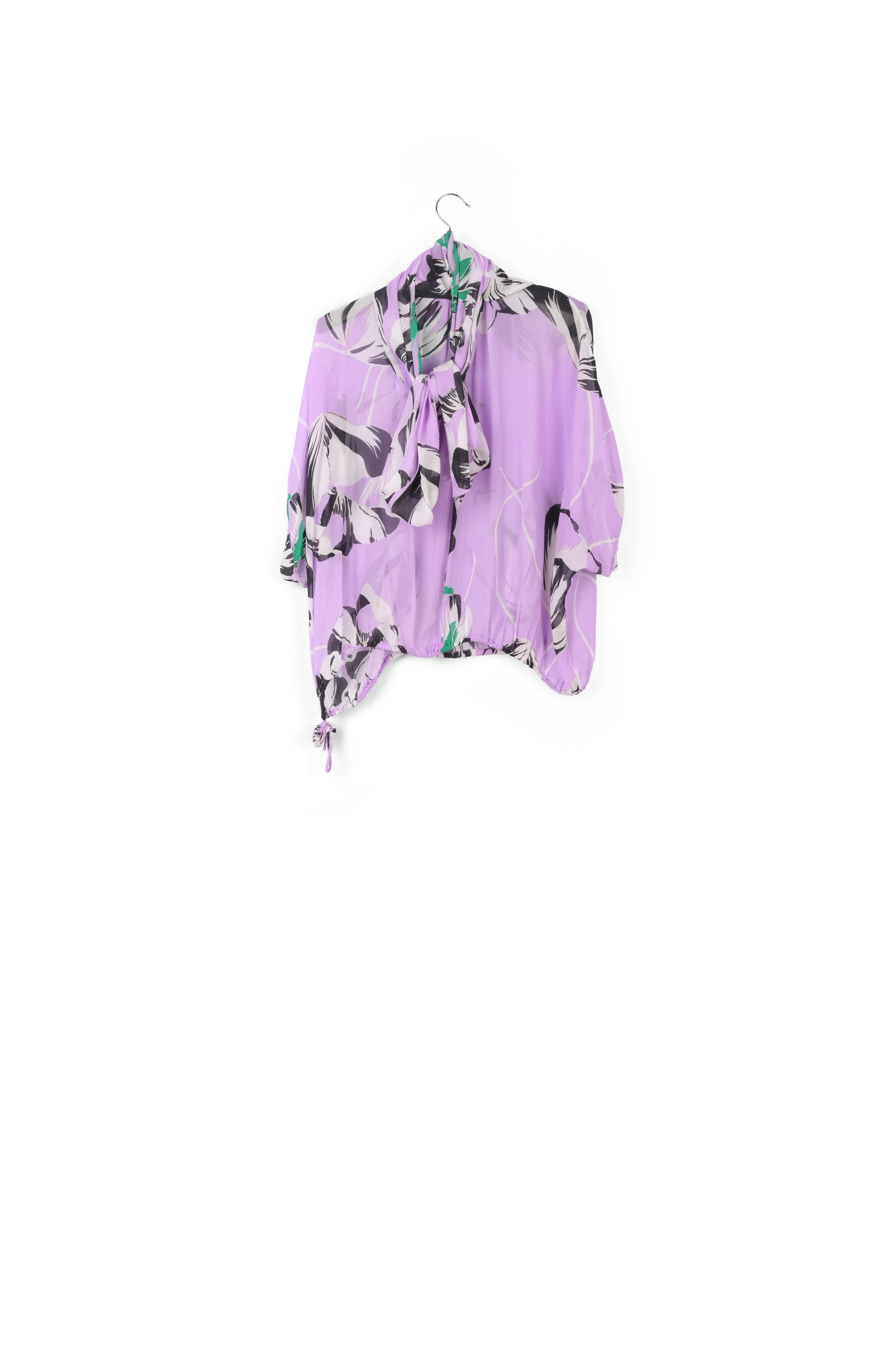 Lilac voluminous floral-print sheer top RE—SSENTIEL | Essentiel second hand
