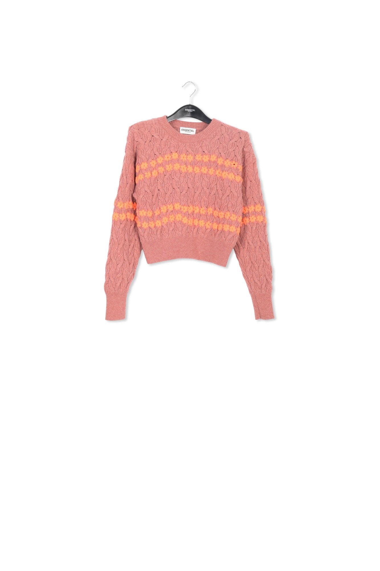 Pull pêche foncé en tricot torsadé à broderies RE—SSENTIEL | Essentiel second hand