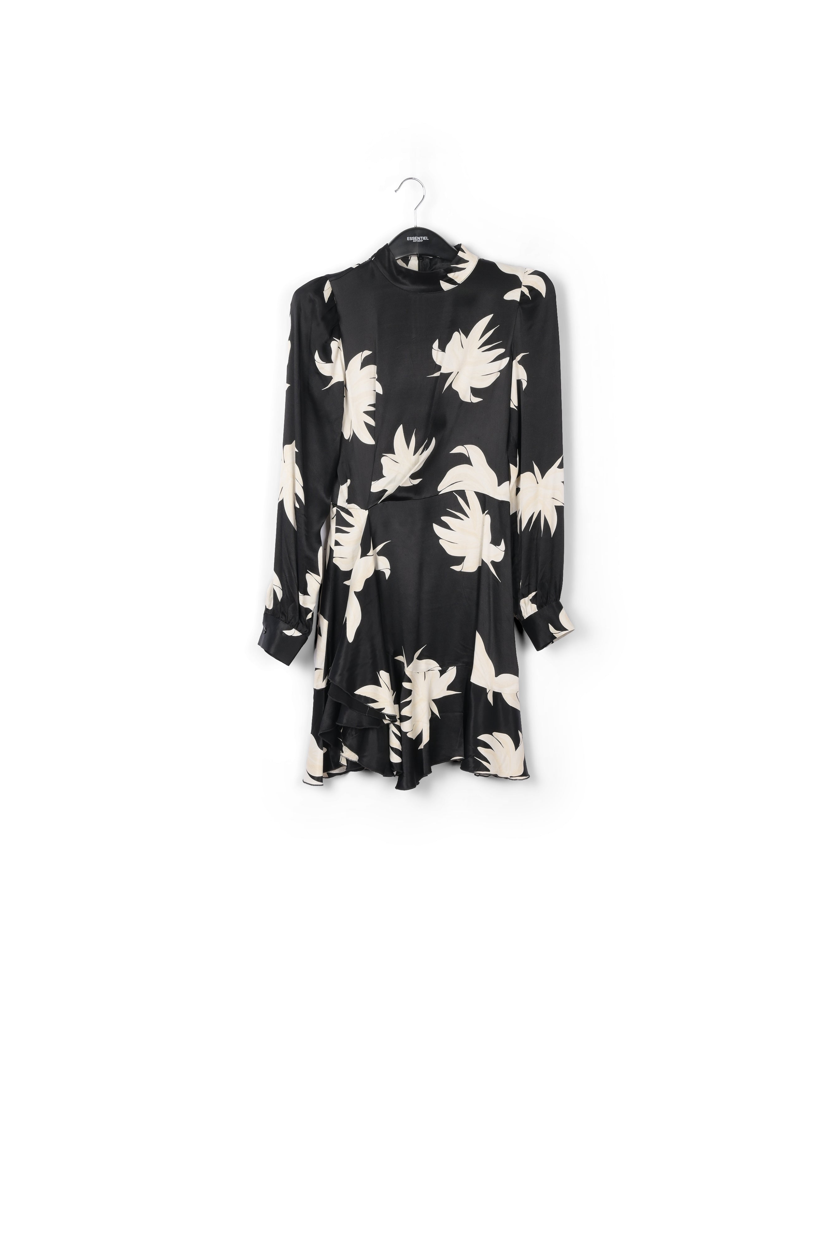 Black and off-white floral midi dress RE—SSENTIEL | Essentiel second hand