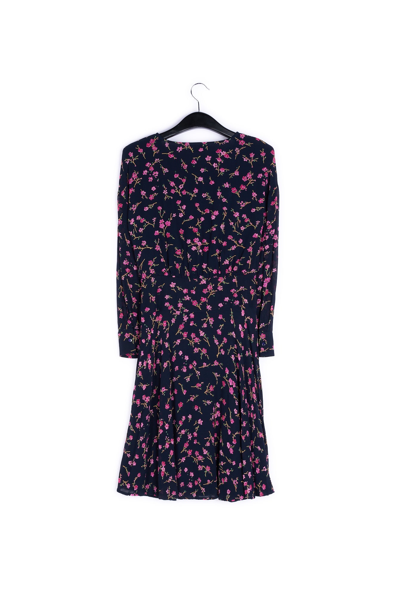 Robe florale bleue foncé avec fleurs de cerisier RE—SSENTIEL | Essentiel second hand