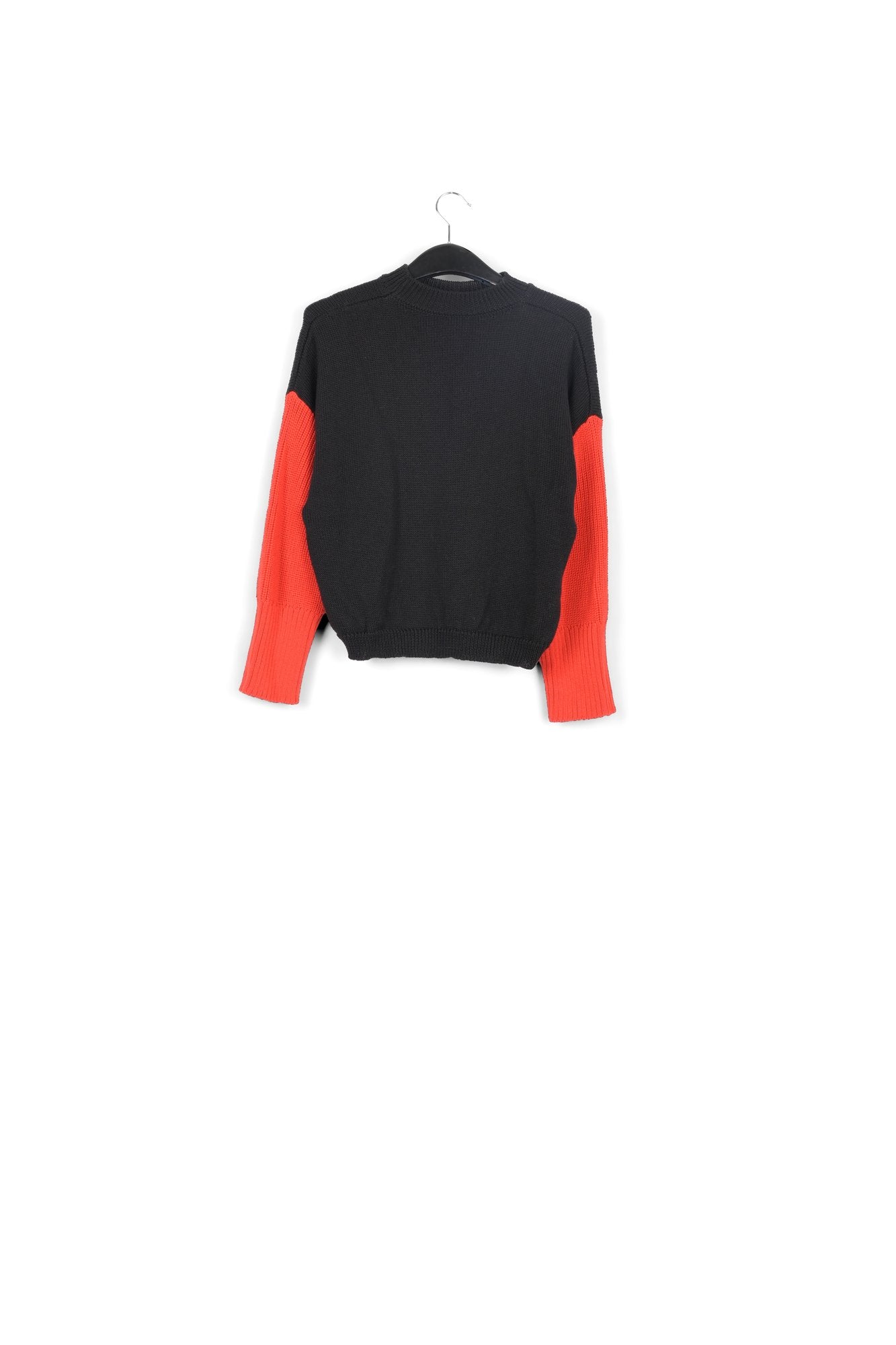 Pull en maille intarsia guépard noir, rose et rouge RE—SSENTIEL | Essentiel second hand