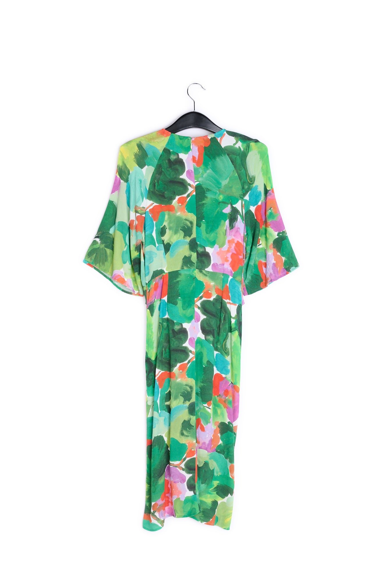 Green, lilac and orange watercolor-print midi dress RE—SSENTIEL | Essentiel second hand