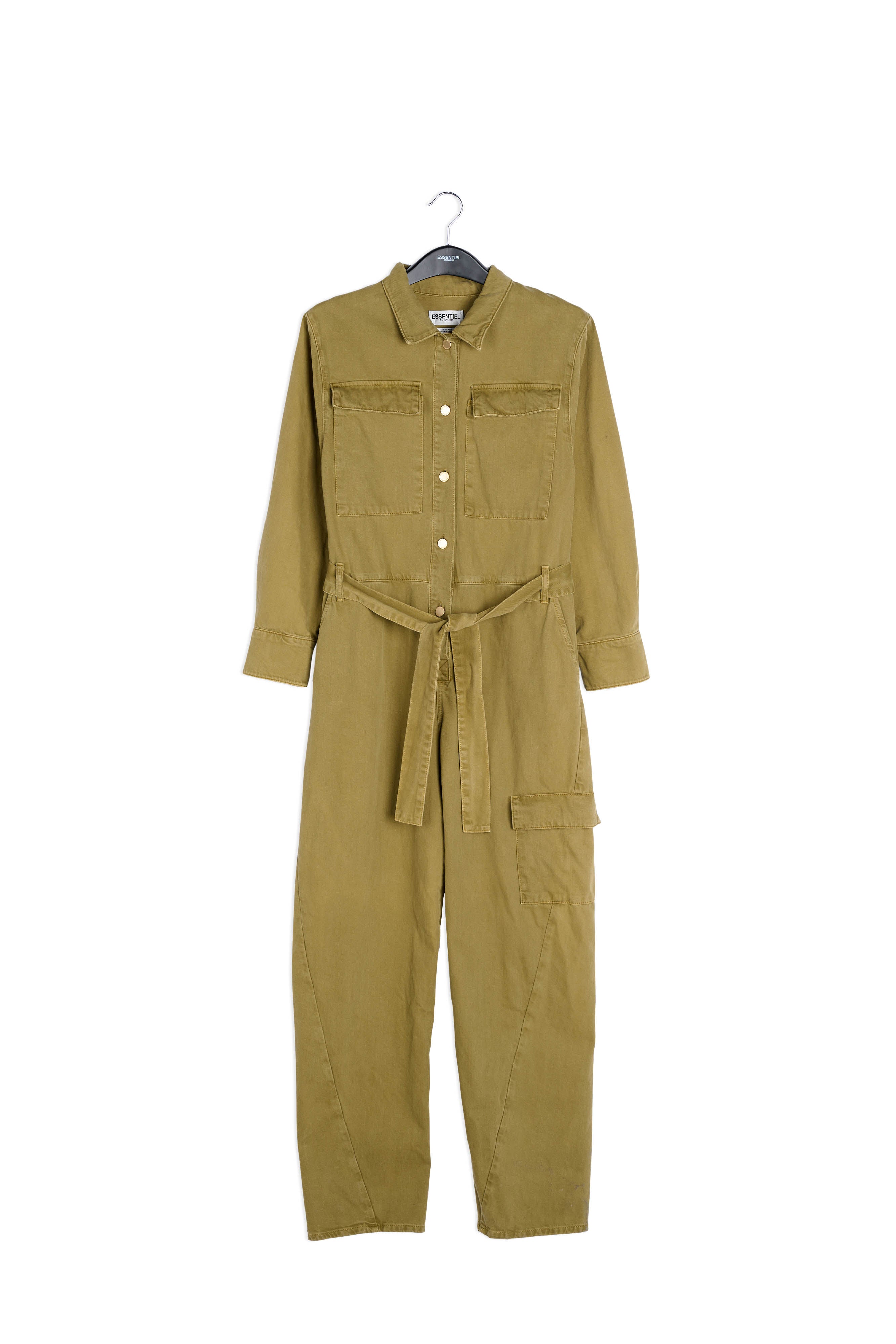 Army green denim jumpsuit RE—SSENTIEL | Essentiel second hand