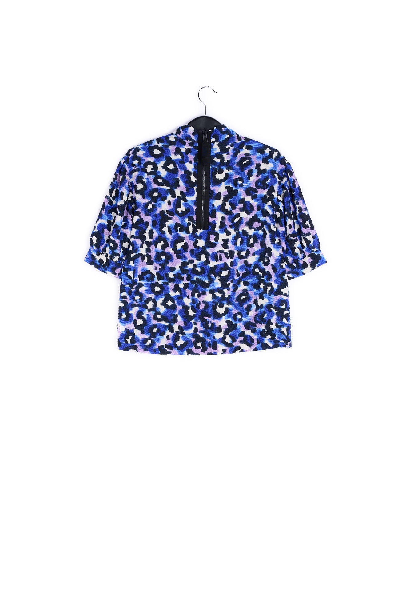 Blue, purple and off-white leopard print top RE—SSENTIEL | Essentiel second hand