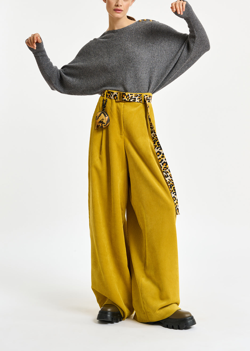 Grey batwing-sleeve knit sweater RE—SSENTIEL | Essentiel second hand