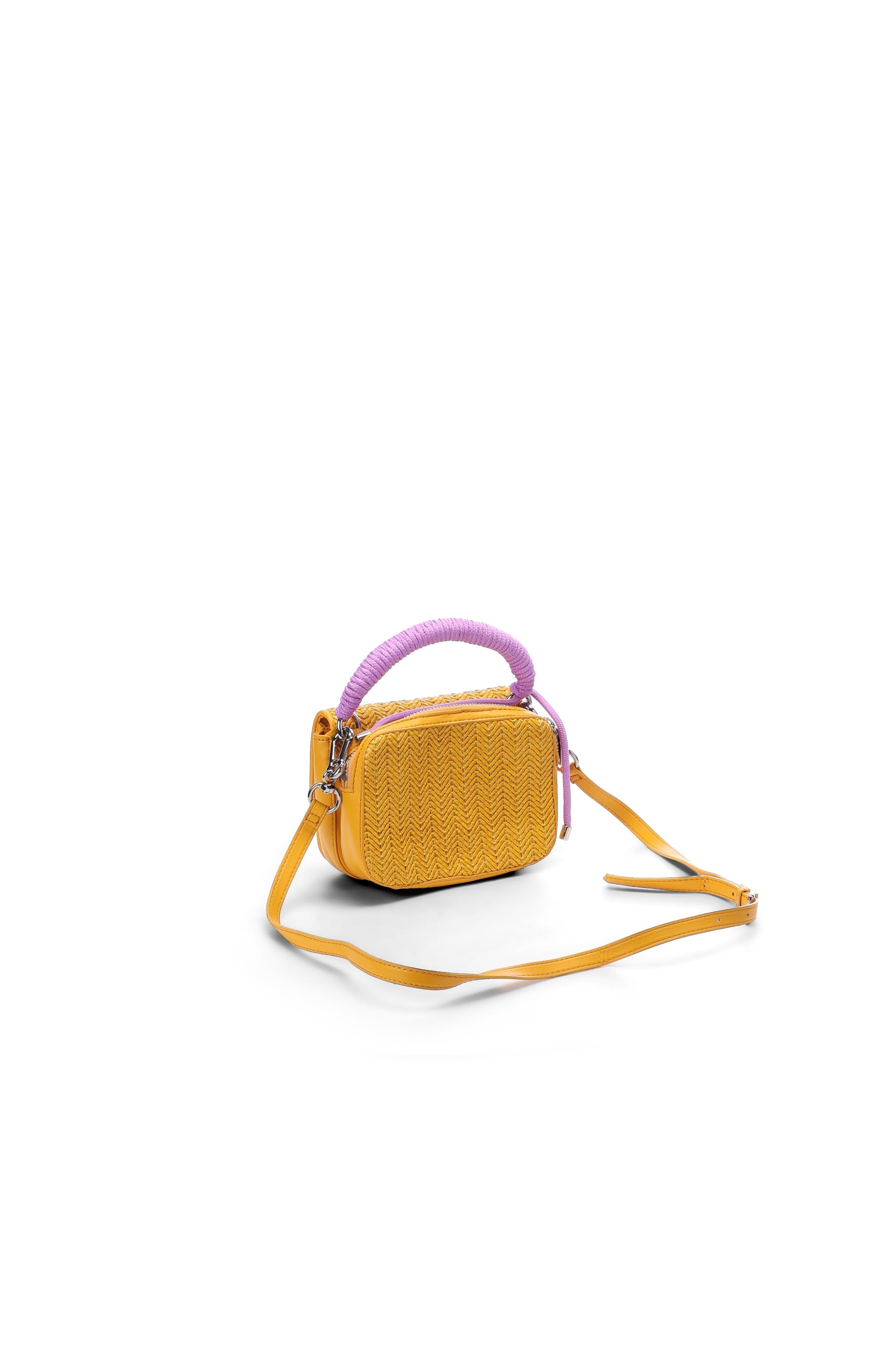 Yellow raffia-paneled shoulder bag RE—SSENTIEL | Essentiel second hand