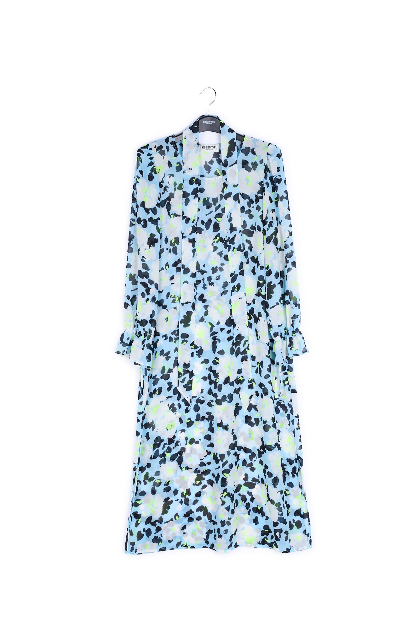 Light blue floral-print belted midi dress RE—SSENTIEL | Essentiel second hand