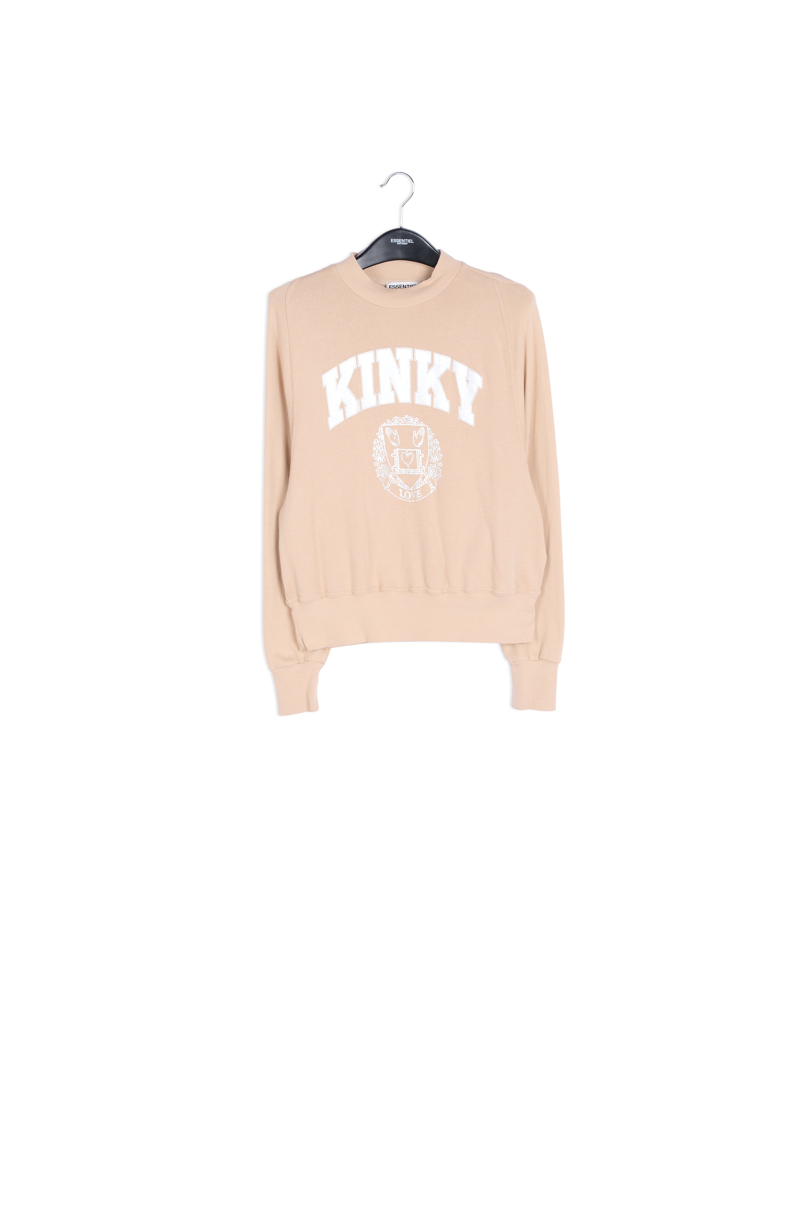 Sweatshirt blanc cassé en jersey de coton à imprimé varsity métallisé RE—SSENTIEL | Essentiel second hand