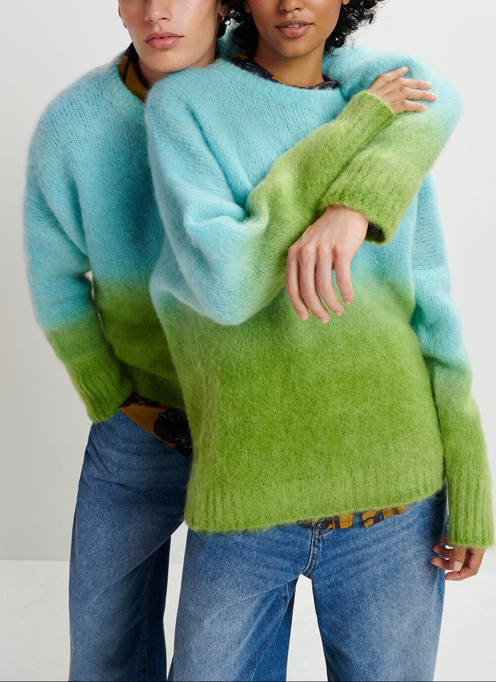 Light blue and green knit sweater with gradient effect RE—SSENTIEL | Essentiel second hand