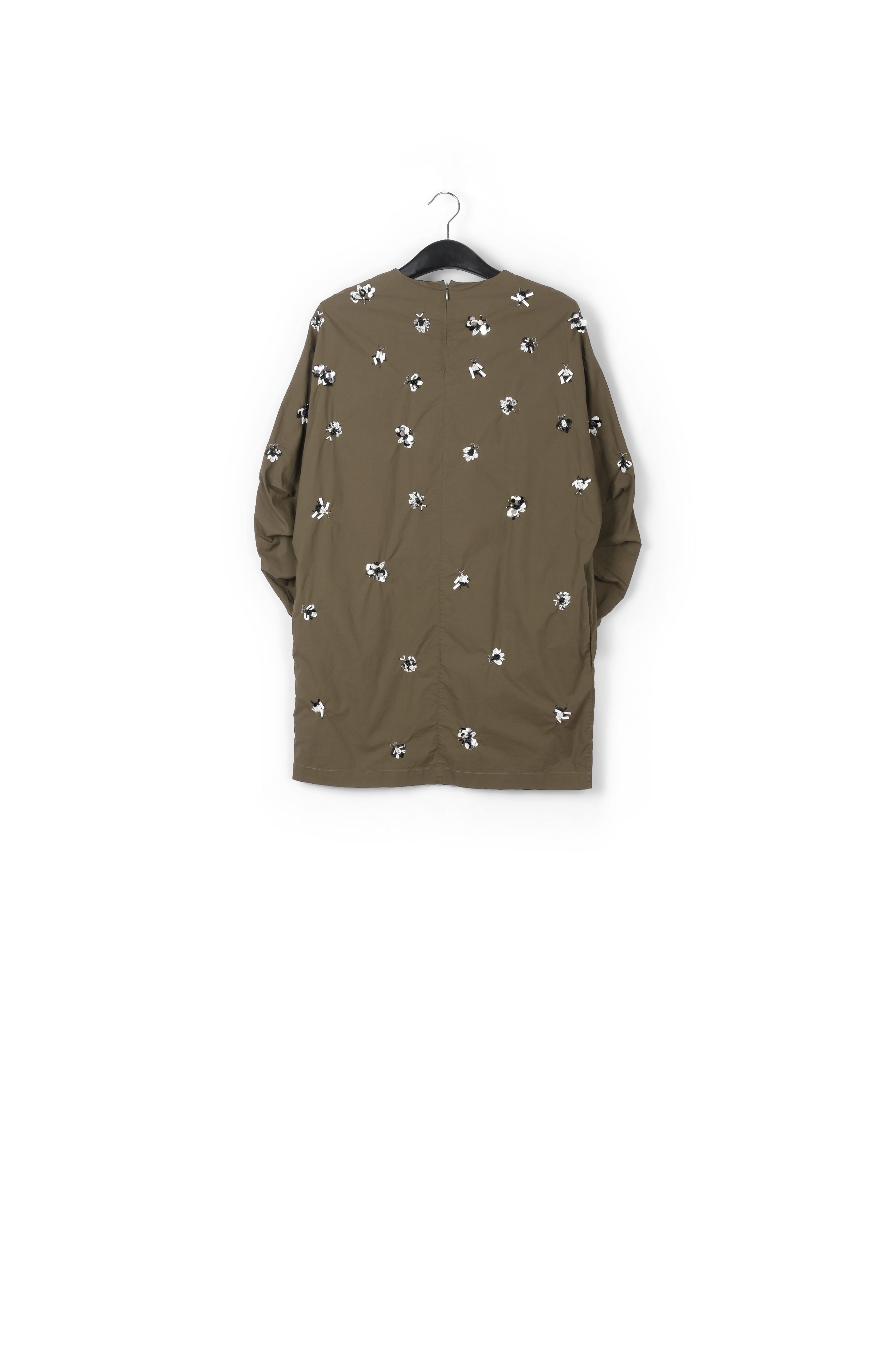 Robe kaki en coton popeline à paillettes RE—SSENTIEL | Essentiel second hand