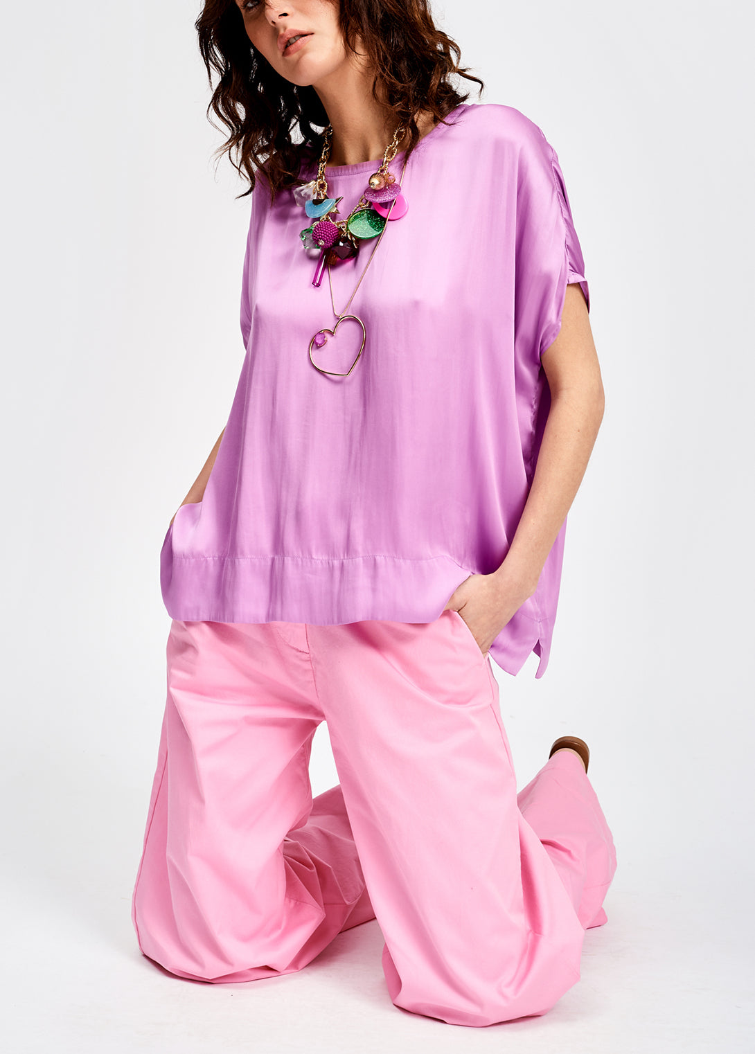 Hot pink oversized flowing top RE—SSENTIEL | Essentiel second hand