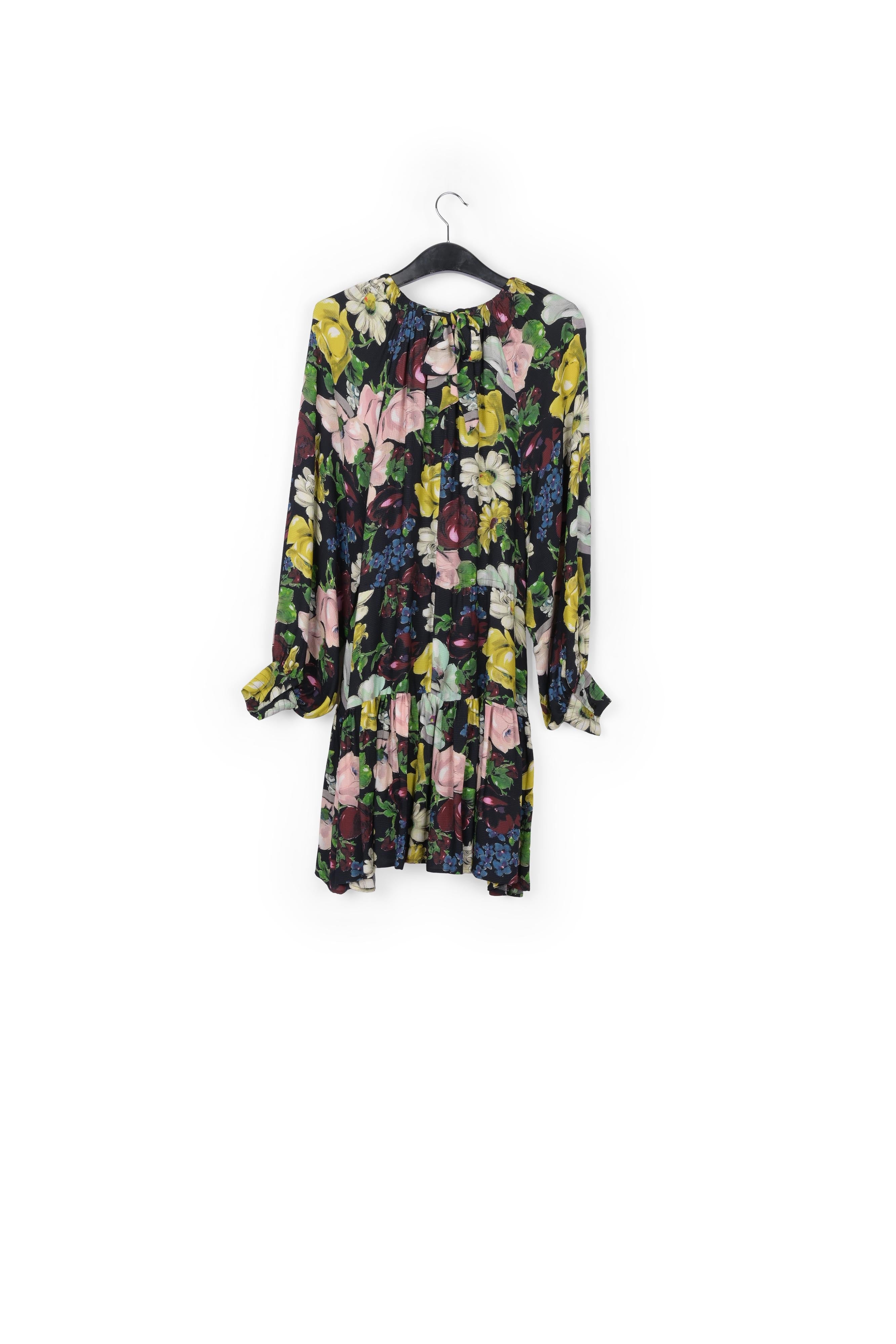 Mini robe à fleurs noire, blanche et jaune RE—SSENTIEL | Essentiel second hand