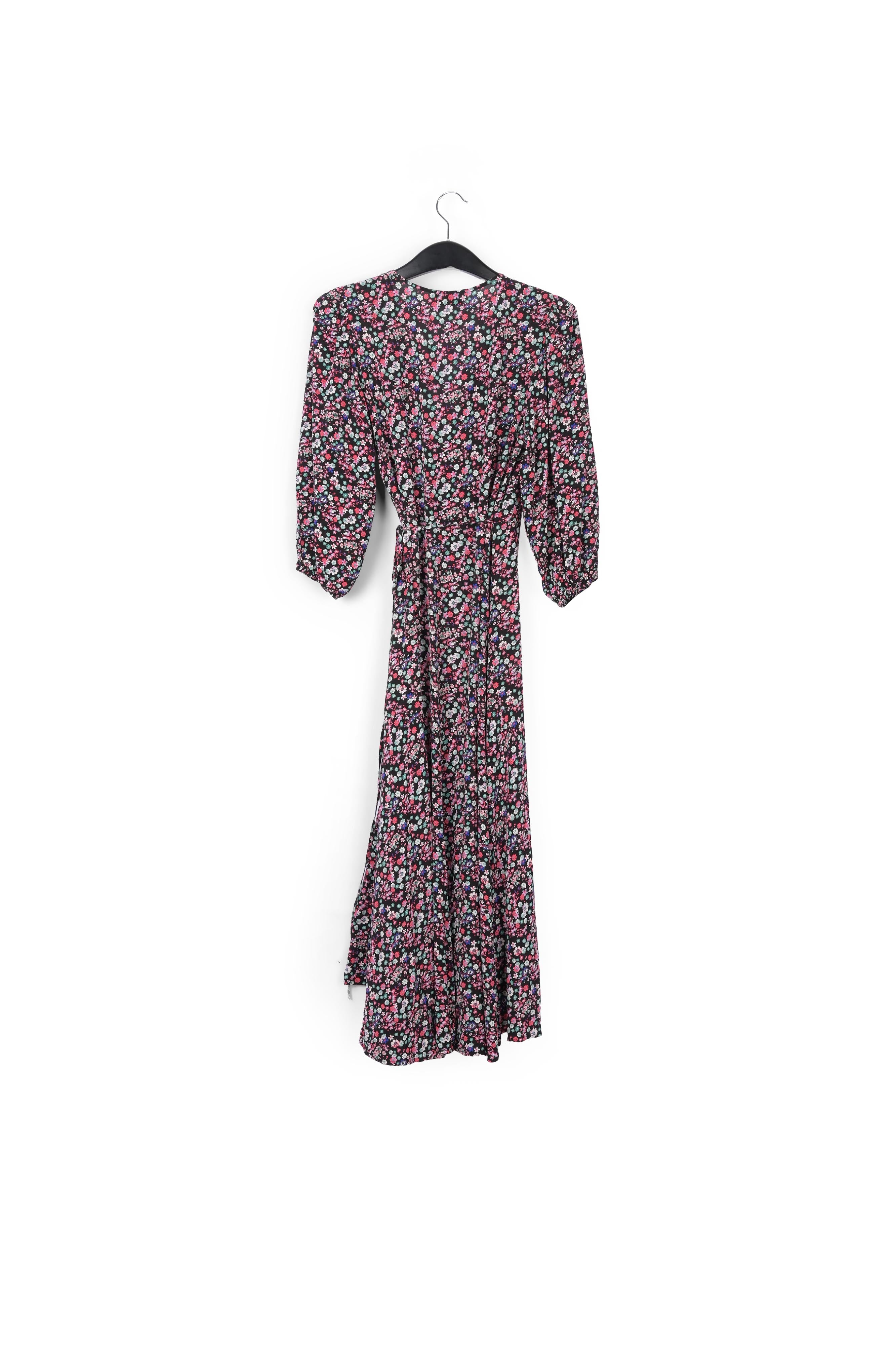 Black floral-print wrap maxi dress RE—SSENTIEL | Essentiel second hand