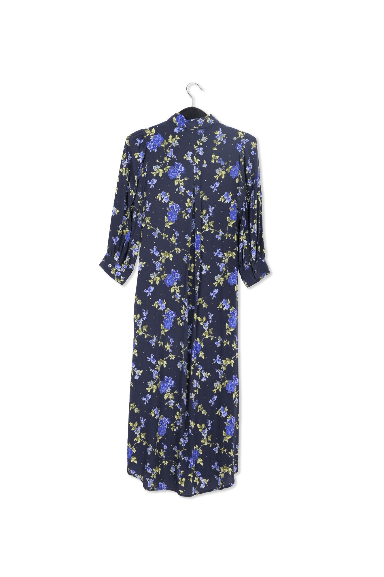 Robe chemise bleu foncé à imprimé fleuri RE—SSENTIEL | Essentiel second hand