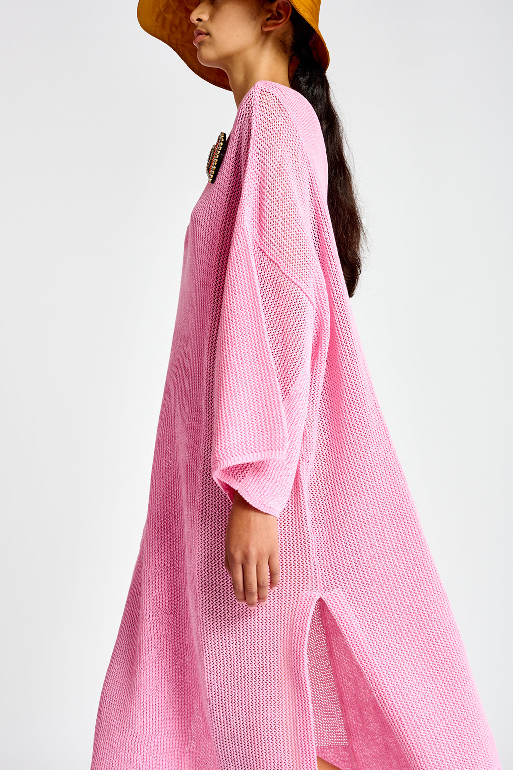 Light pink loose-fit knit kaftan dress RE—SSENTIEL | Essentiel second hand