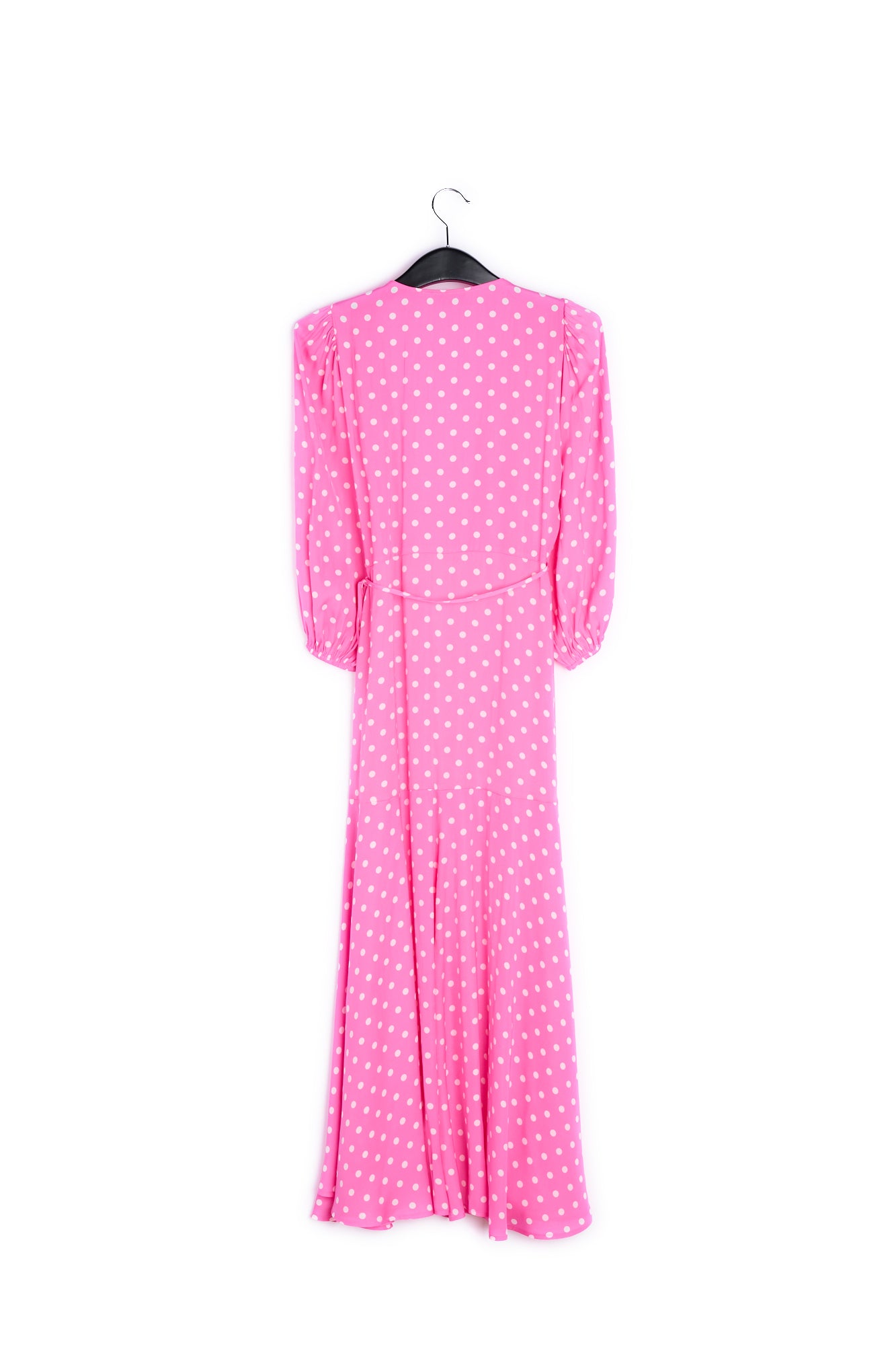 Neon pink polka dot wrap maxi dress RE—SSENTIEL | Essentiel second hand
