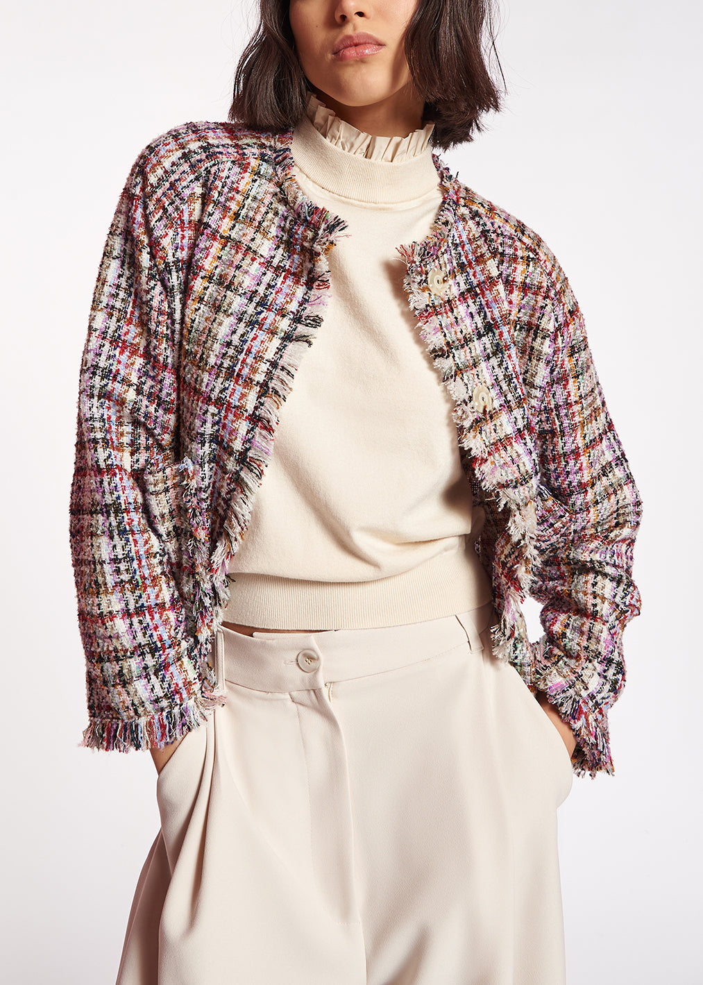 Multicolor tweed jacket RE—SSENTIEL | Essentiel second hand