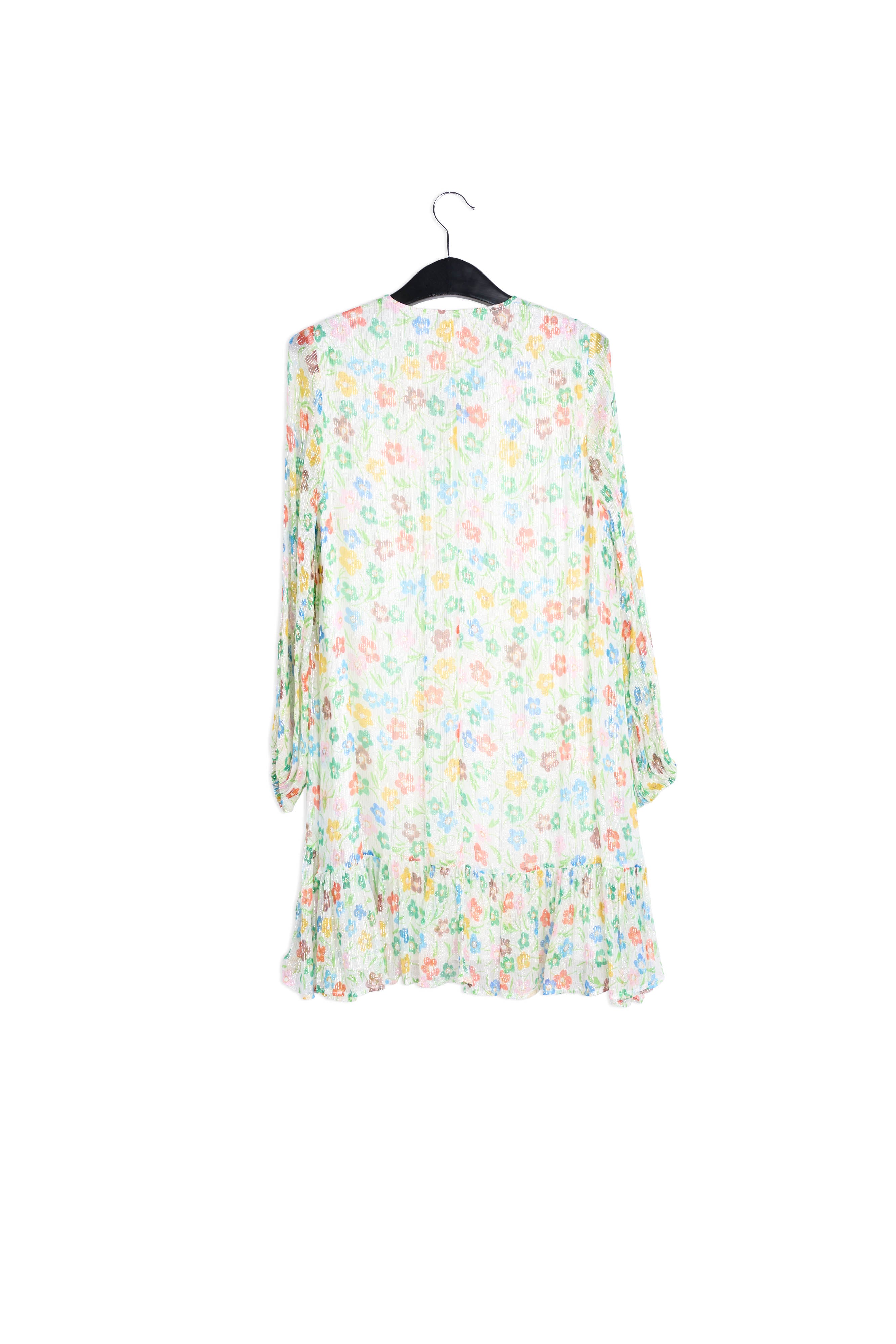 Off-white floral print dress with flared hem RE—SSENTIEL | Essentiel second hand