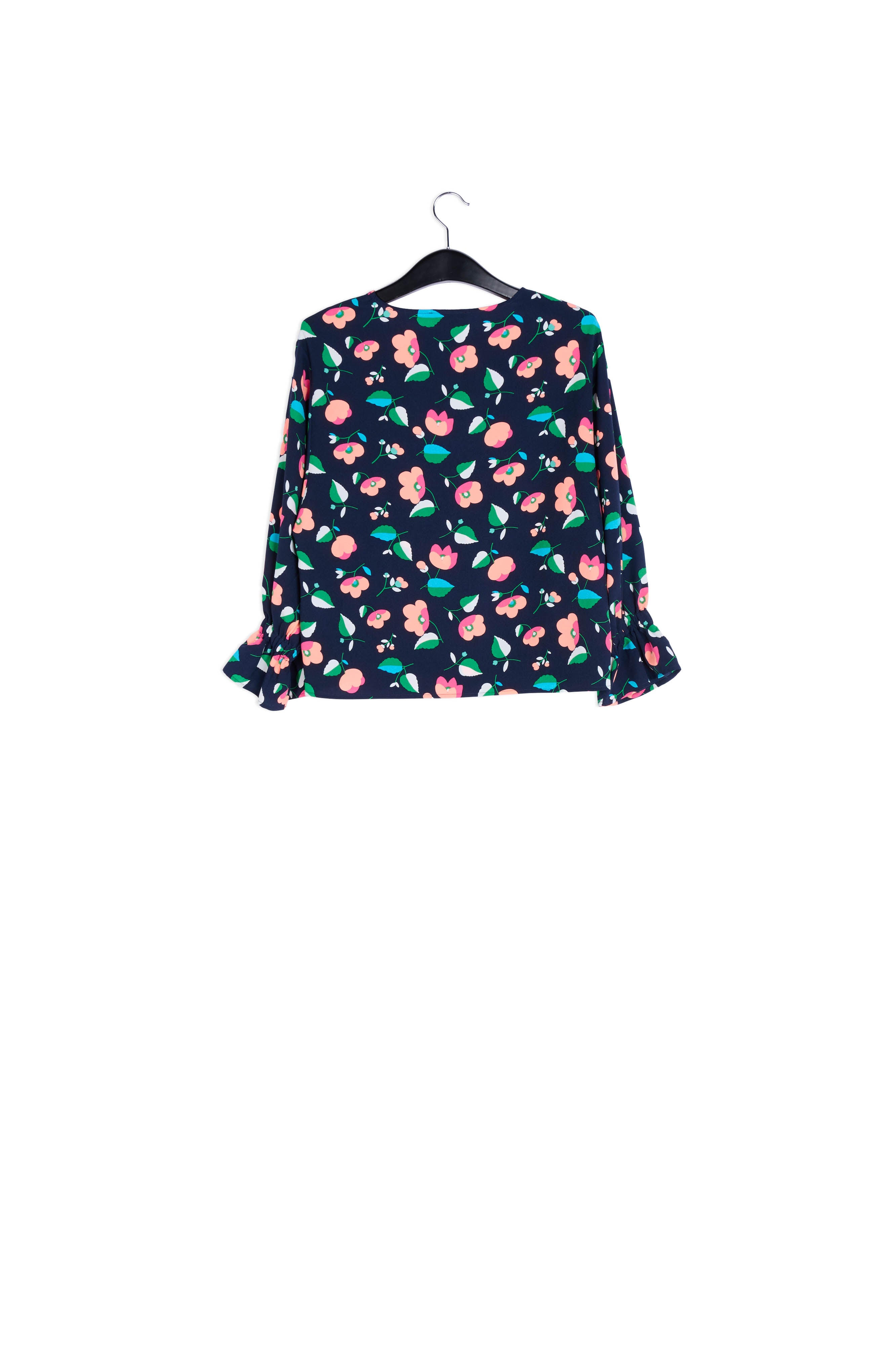 Navy blue floral blouse RE—SSENTIEL | Essentiel second hand