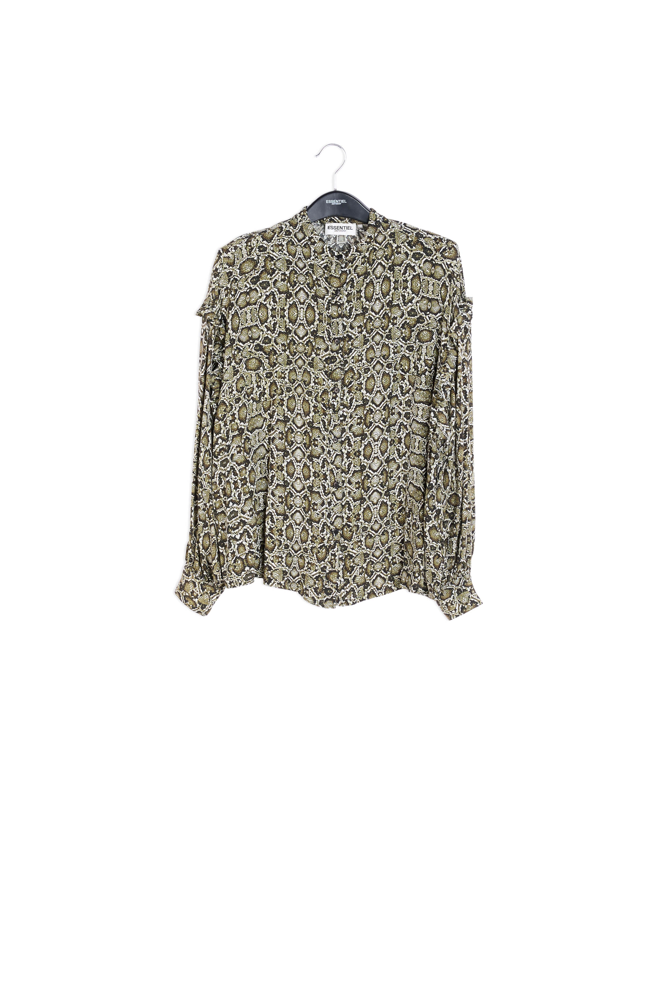 Kakigroen hemd met slangenprint RE—SSENTIEL | Essentiel second hand