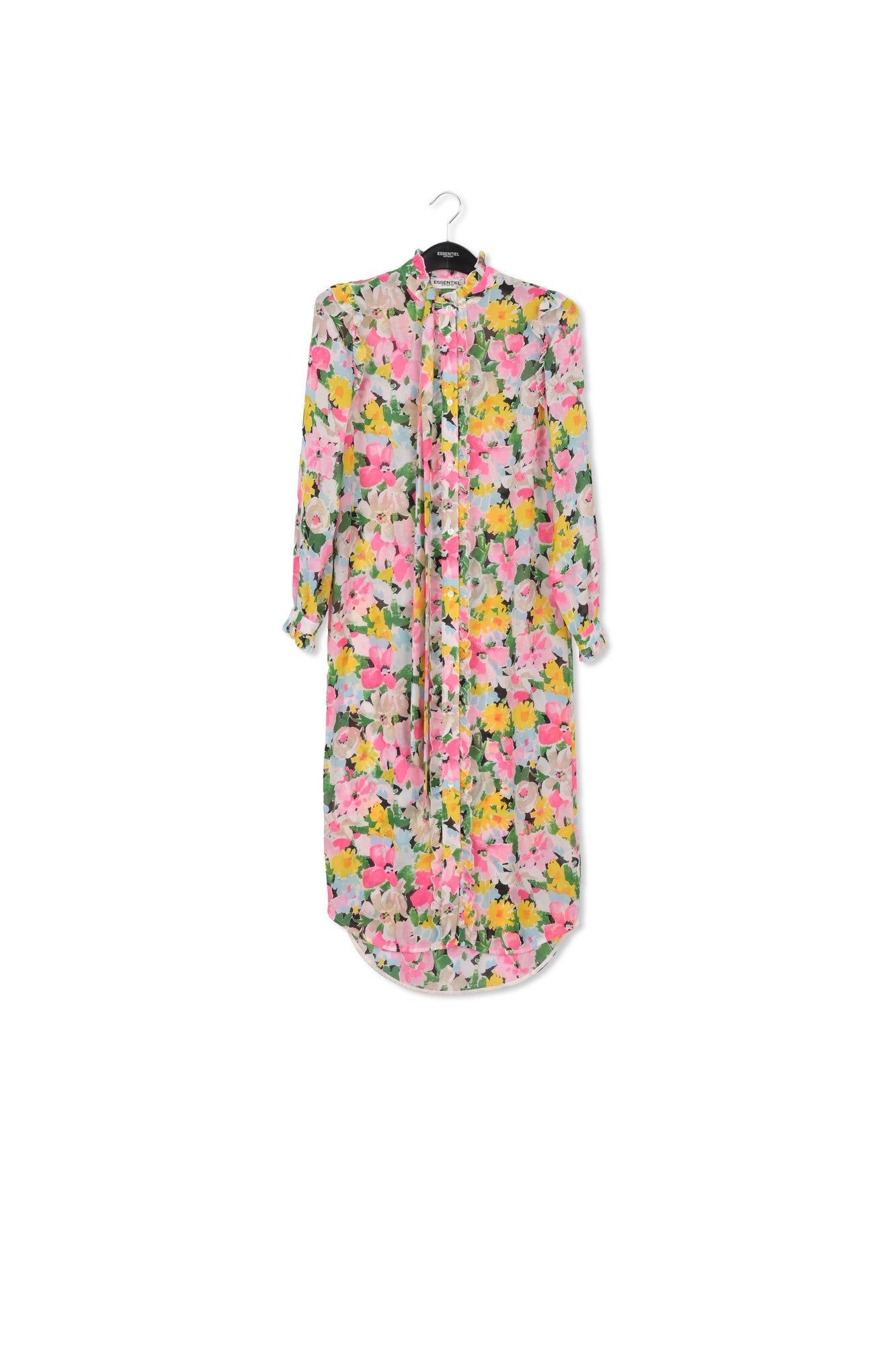Colorful floral ruffle-detailed shirt dress RE—SSENTIEL | Essentiel second hand