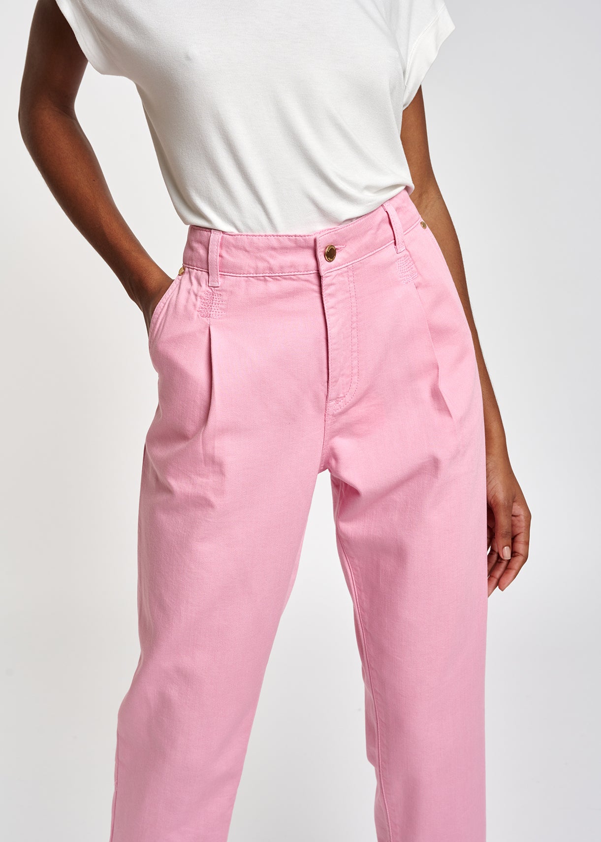 Lichtroze jeansbroek met wijde snit RE—SSENTIEL | Essentiel second hand