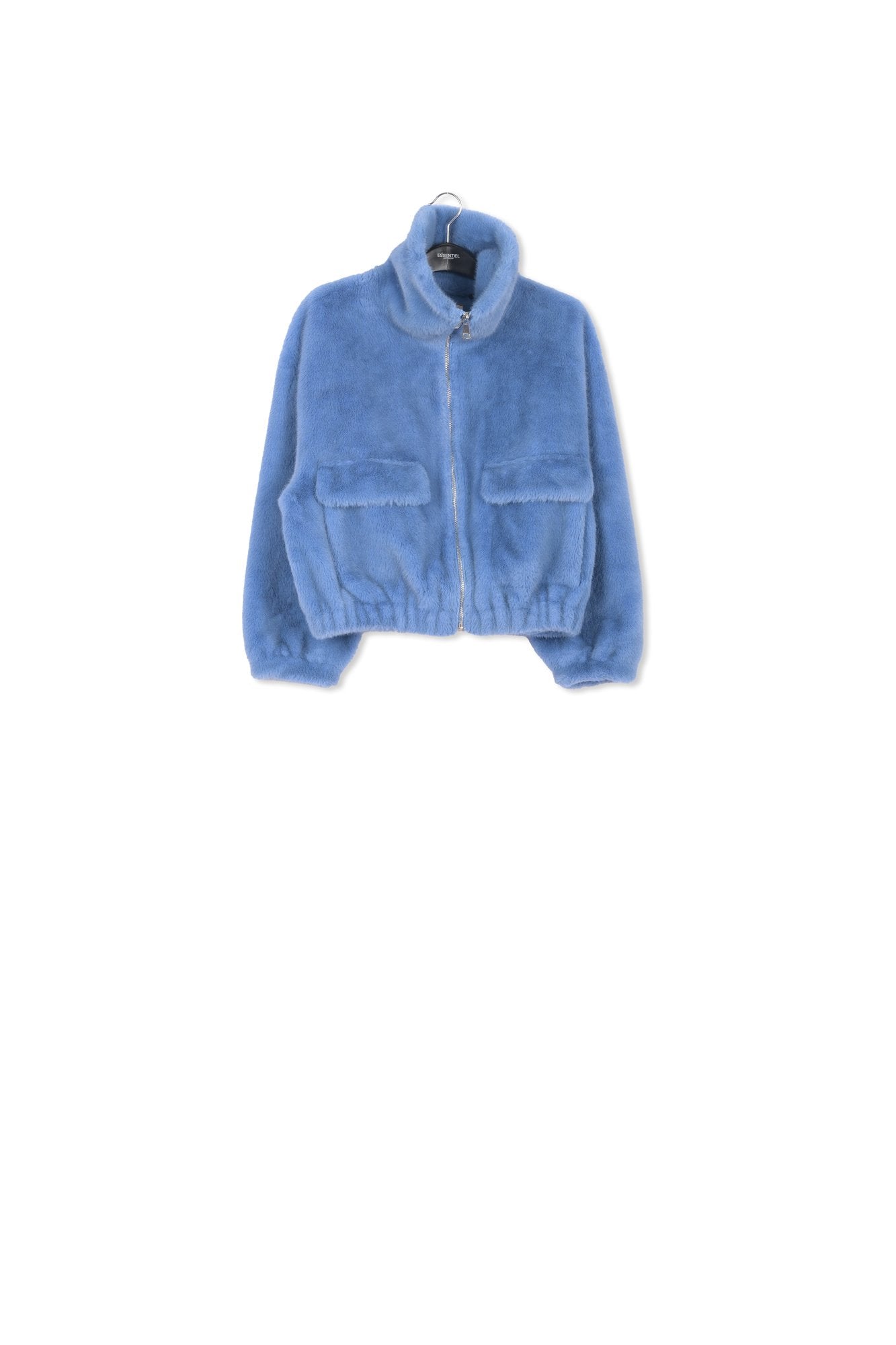 Dark blue faux fur bomber jacket RE—SSENTIEL | Essentiel second hand