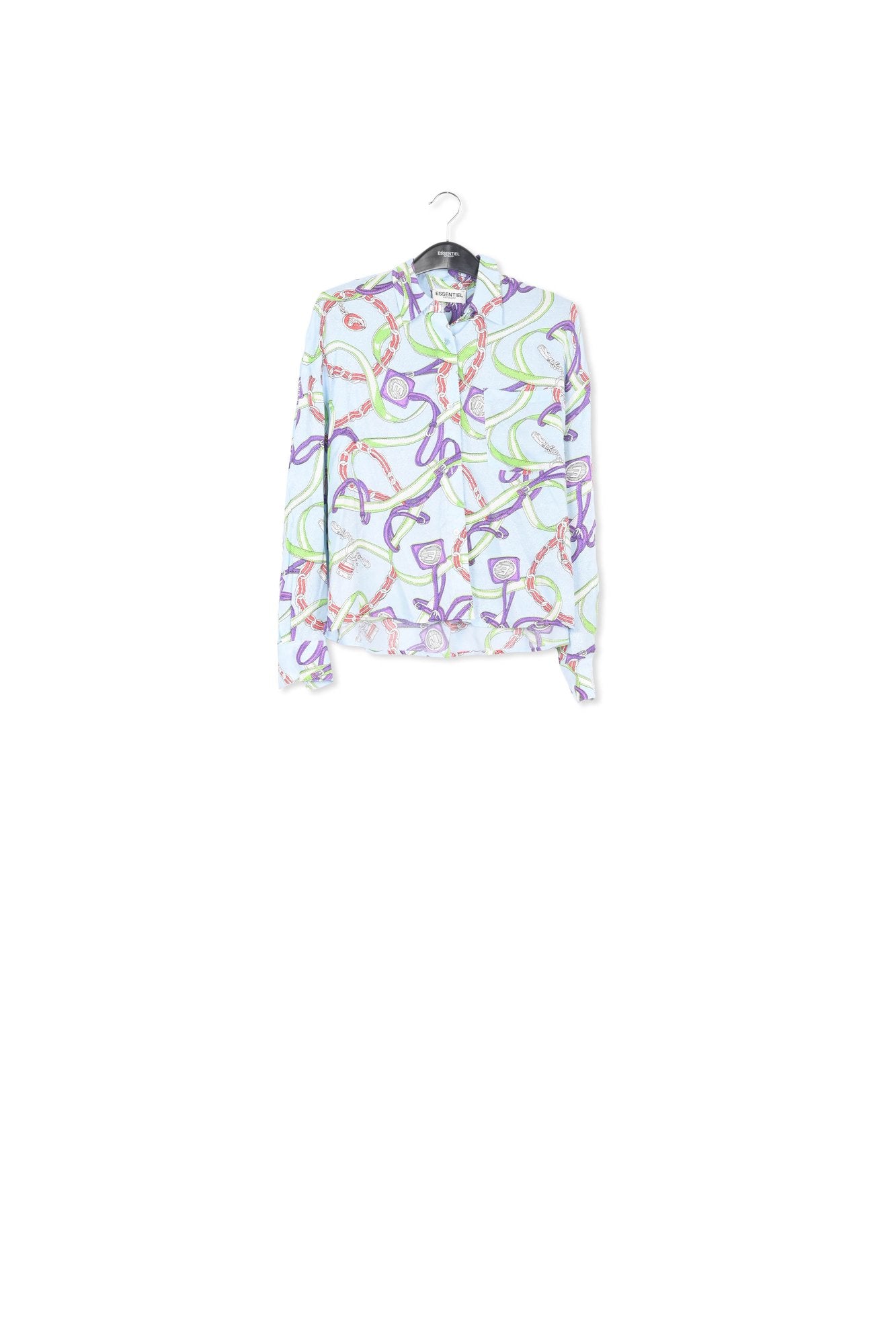 Light blue loose-fit print shirt RE—SSENTIEL | Essentiel second hand