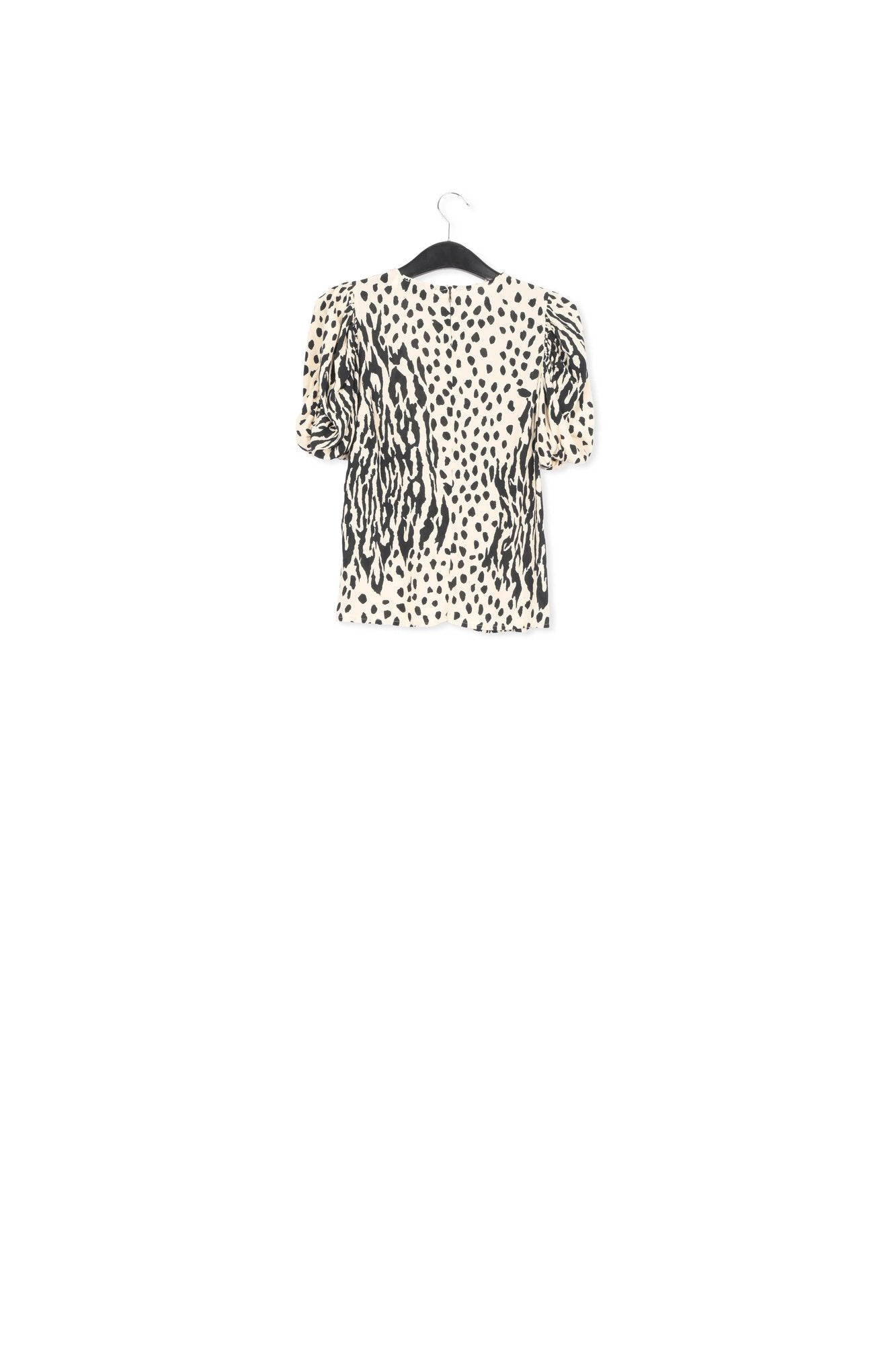 Ecru and black dotted top with puffed sleeves RE—SSENTIEL | Essentiel second hand