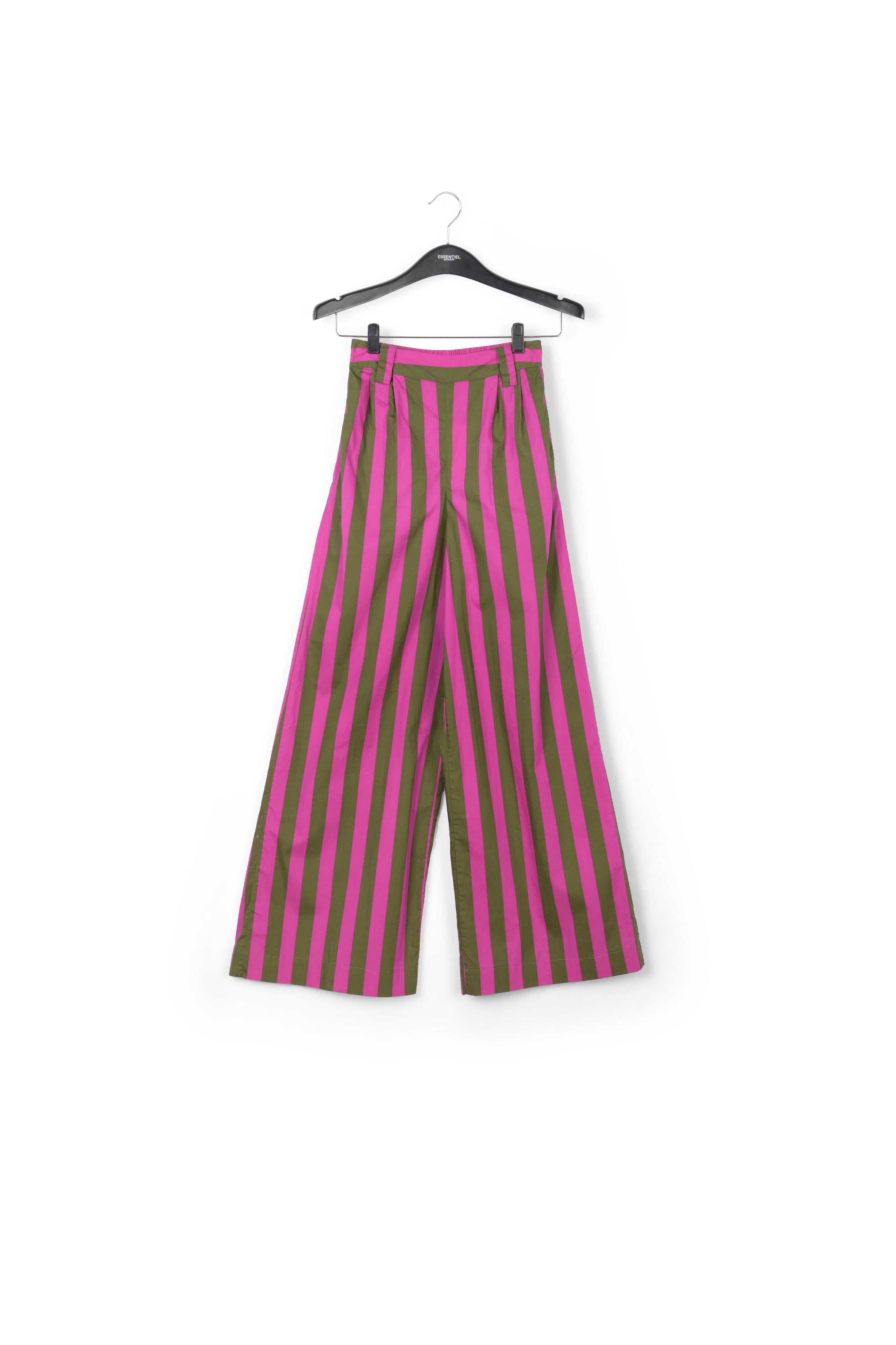 Green and purple striped cotton wide-leg pants RE—SSENTIEL | Essentiel second hand