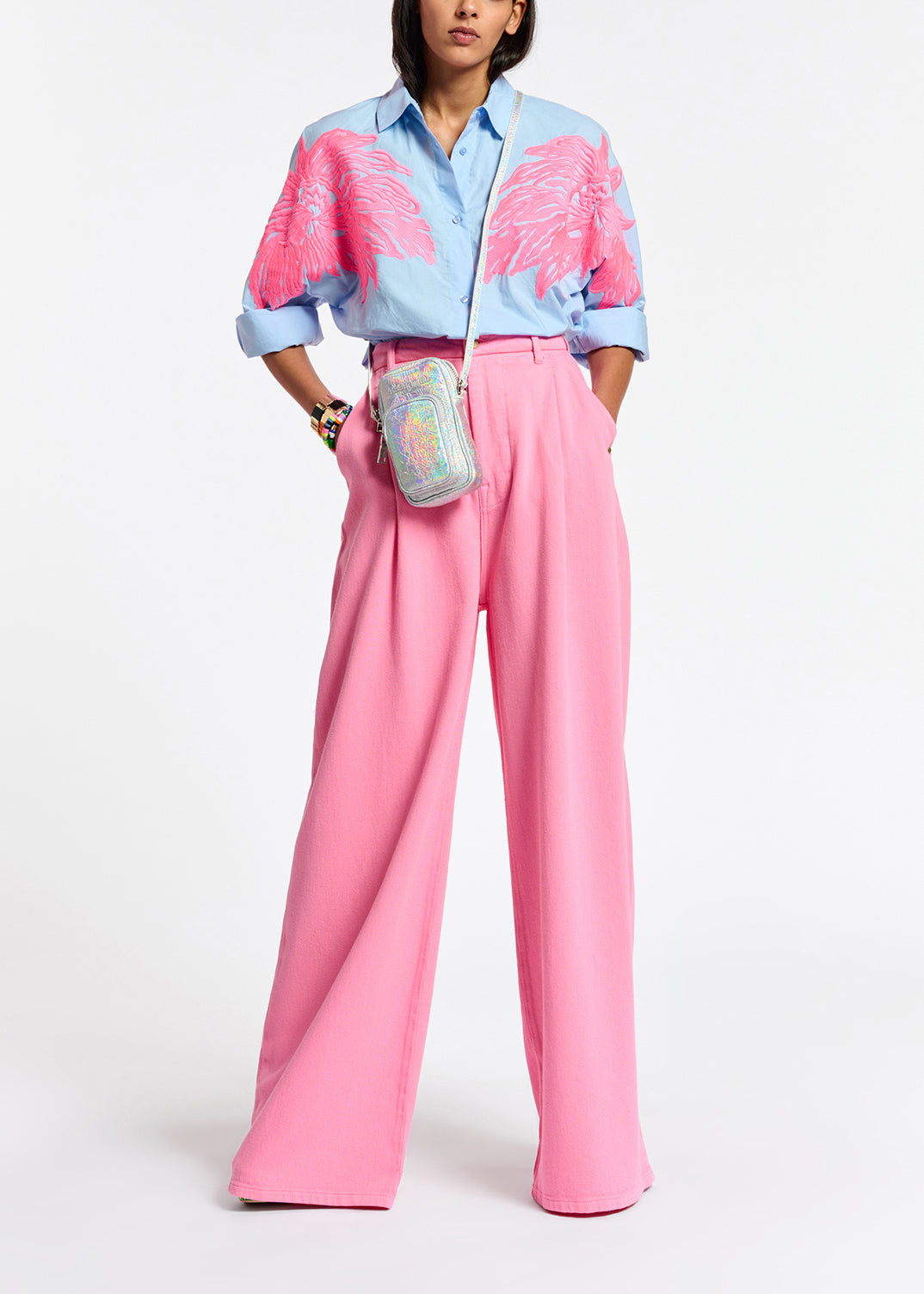 Neon pink wide-leg jeans RE—SSENTIEL | Essentiel second hand