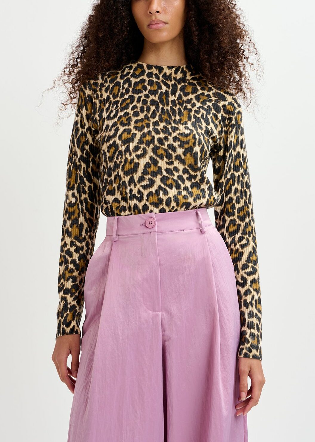 Pull en côtes beige au motif léopard RE—SSENTIEL | Essentiel second hand