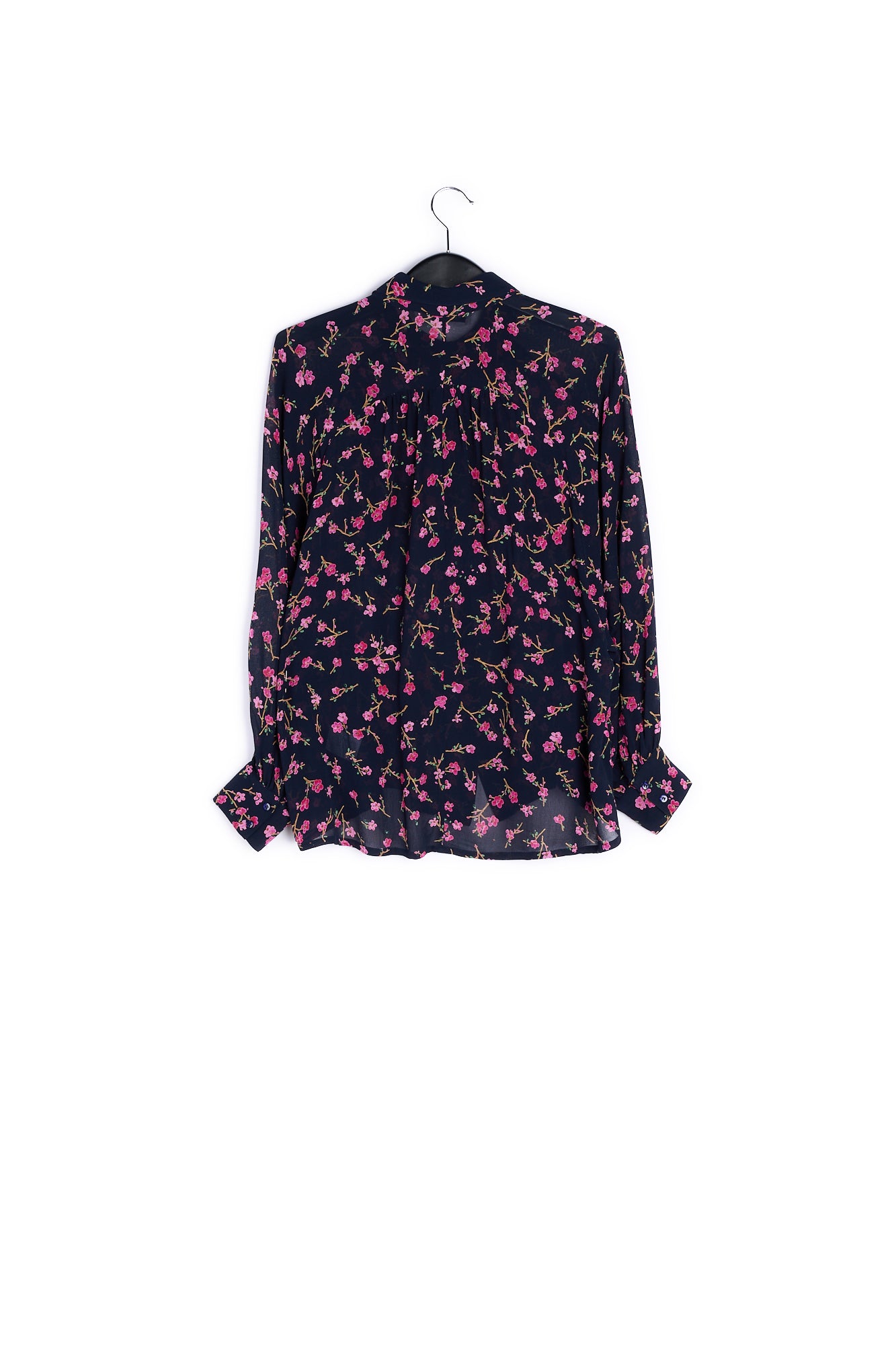 Dark blue floral-print oversized blouse RE—SSENTIEL | Essentiel second hand