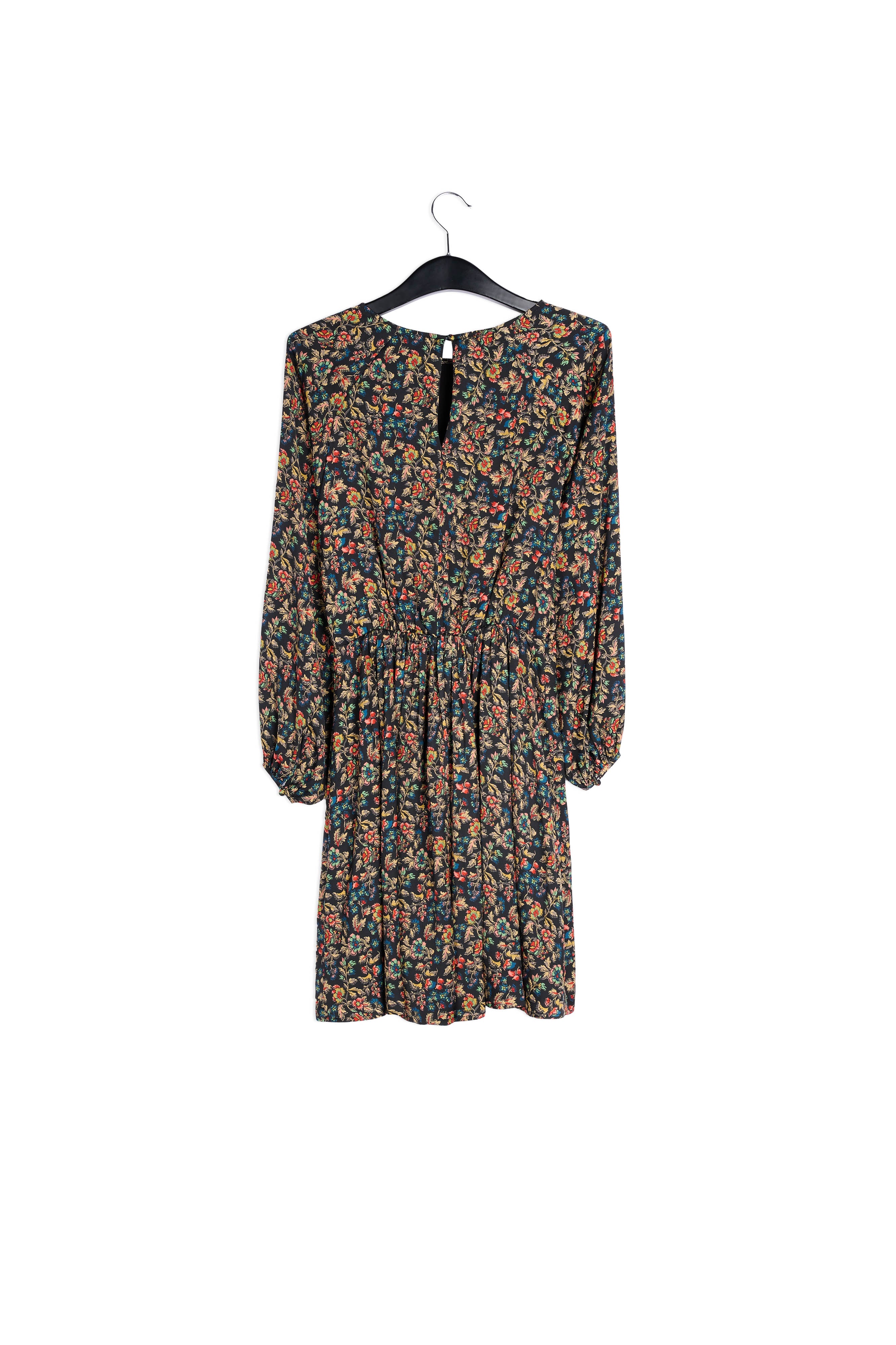 Roze gebloemde mini jurk met lange mouwen RE—SSENTIEL | Essentiel second hand