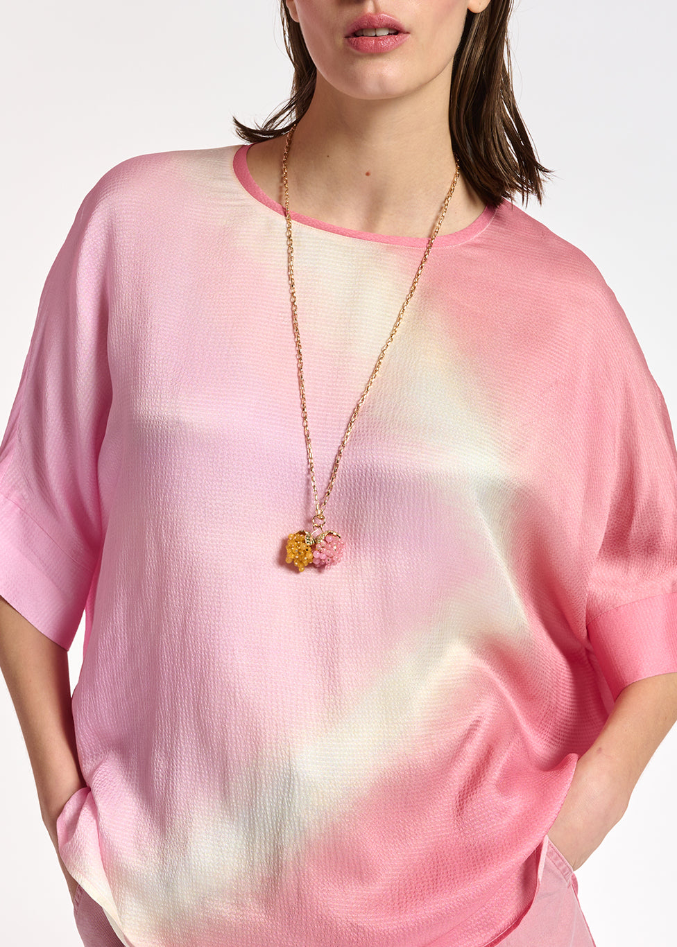 Light pink boxy tie-dye print top RE—SSENTIEL | Essentiel second hand