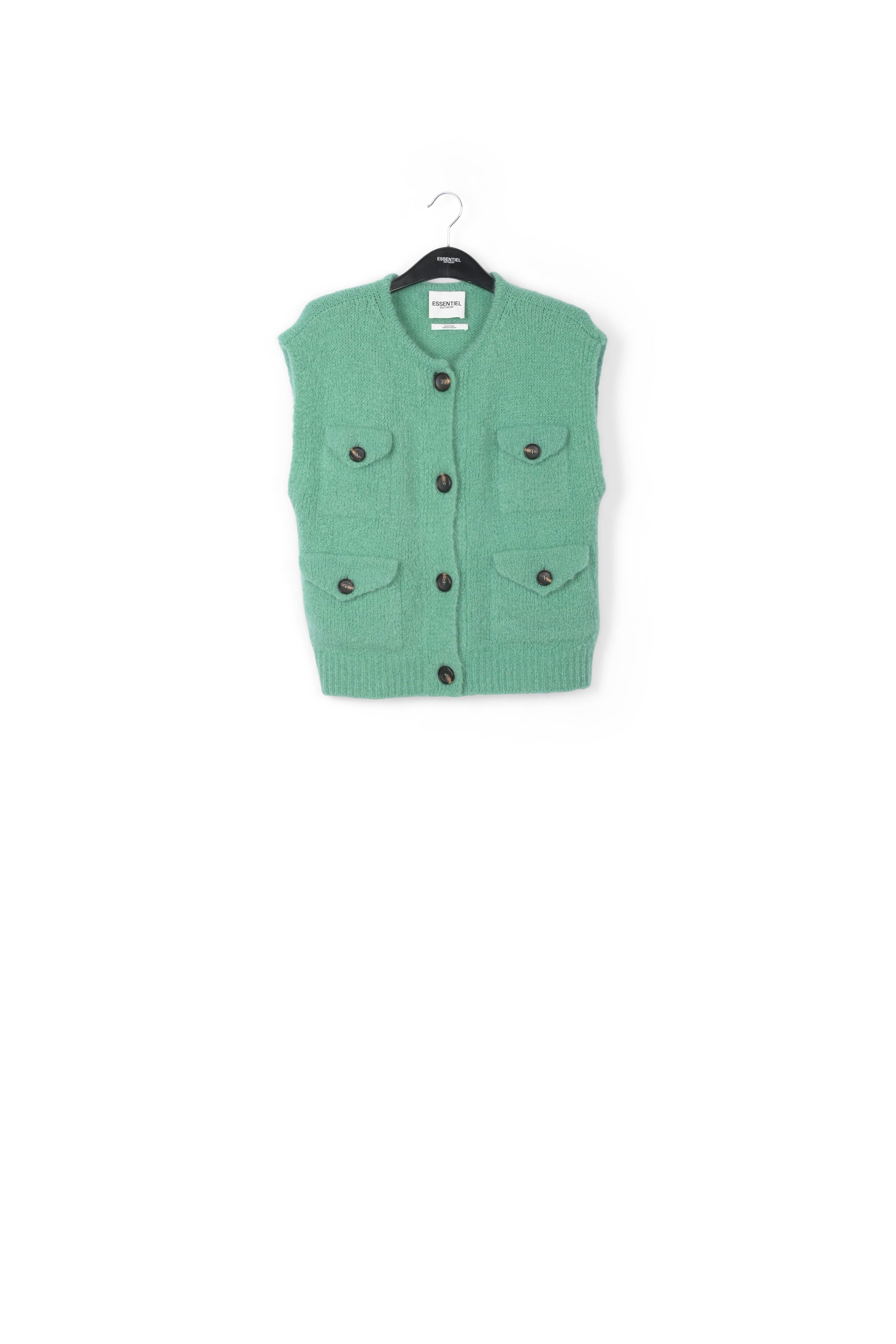 Teal sleeveless mohair-blend cardigan RE—SSENTIEL | Essentiel second hand