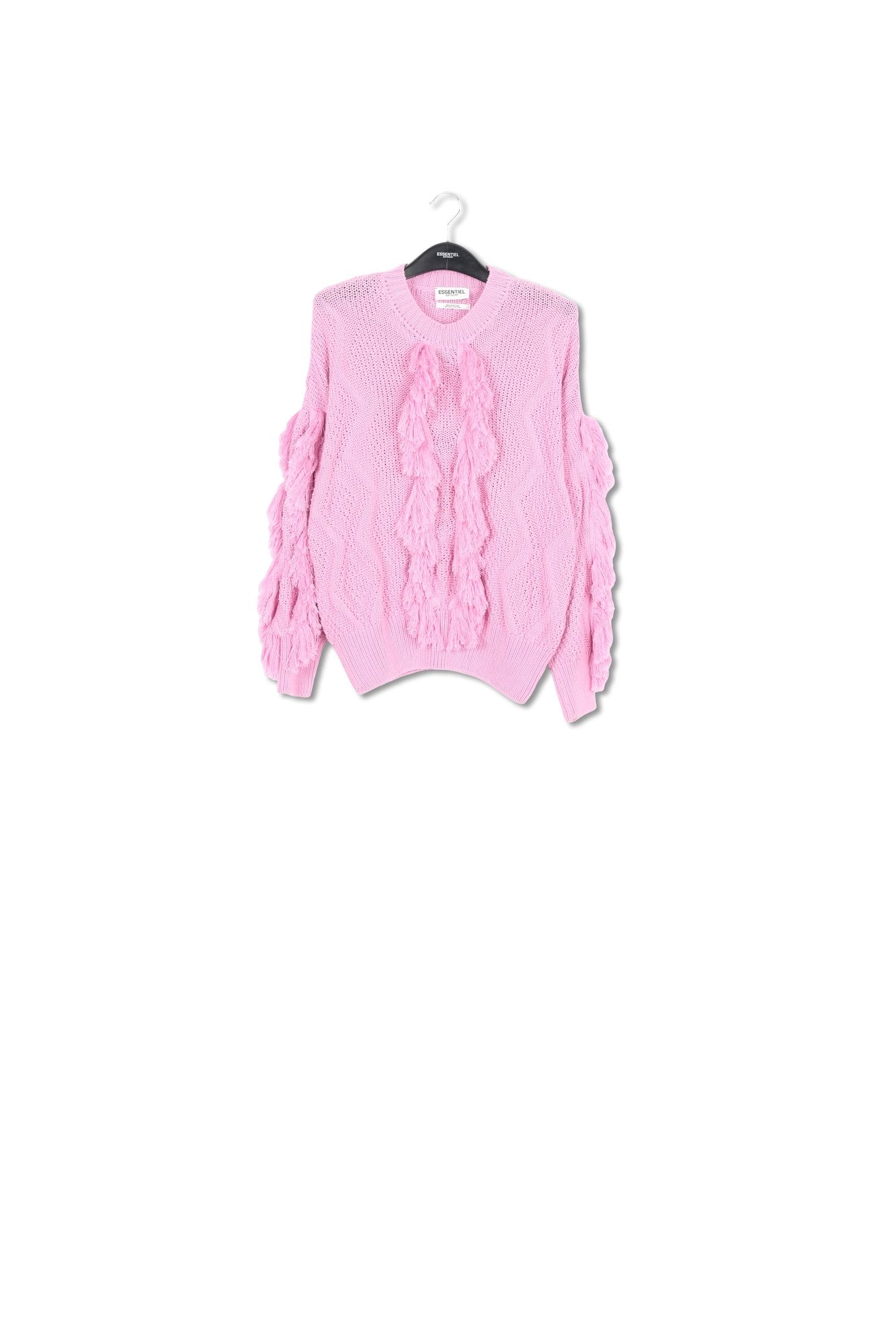 Pull en coton bio rose à franges RE—SSENTIEL | Essentiel second hand
