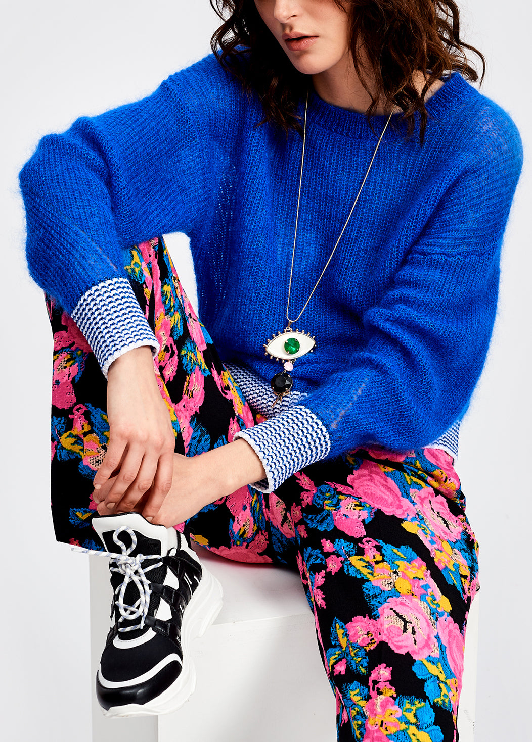 Turquoise summer sweater with contrasting trims RE—SSENTIEL | Essentiel second hand