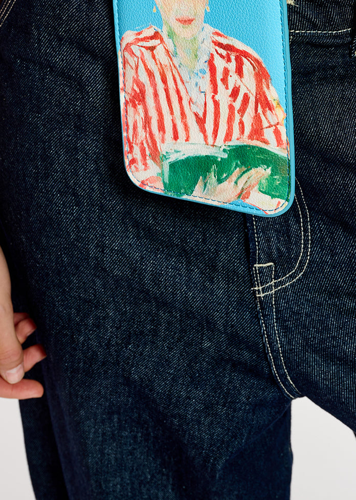 Blue cotton-jersey 'Woman Reading' T-shirt - collaboration with KMSKA RE—SSENTIEL | Essentiel second hand