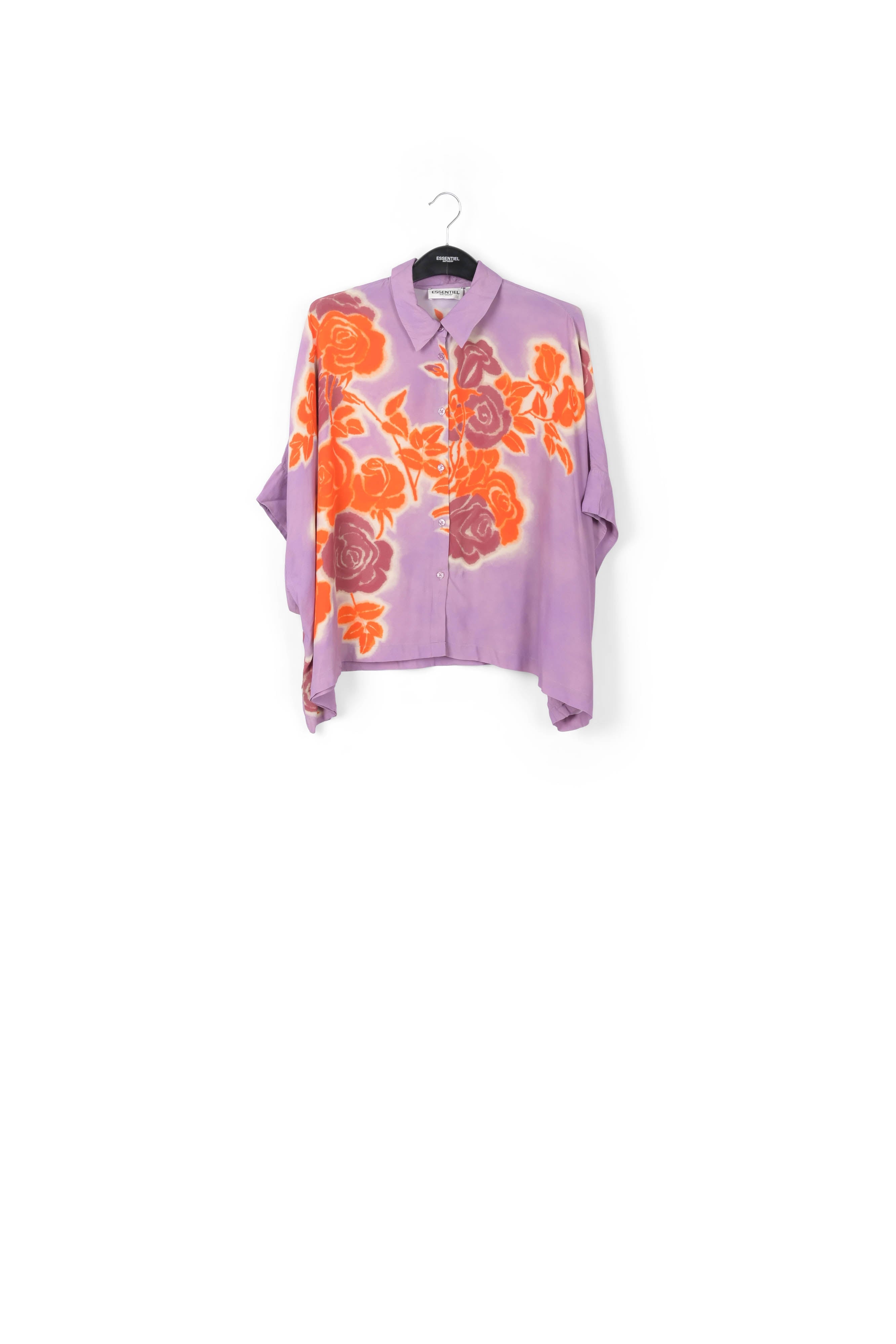 Lilac, orange and purple oversized shirt with floral print RE—SSENTIEL | Essentiel second hand