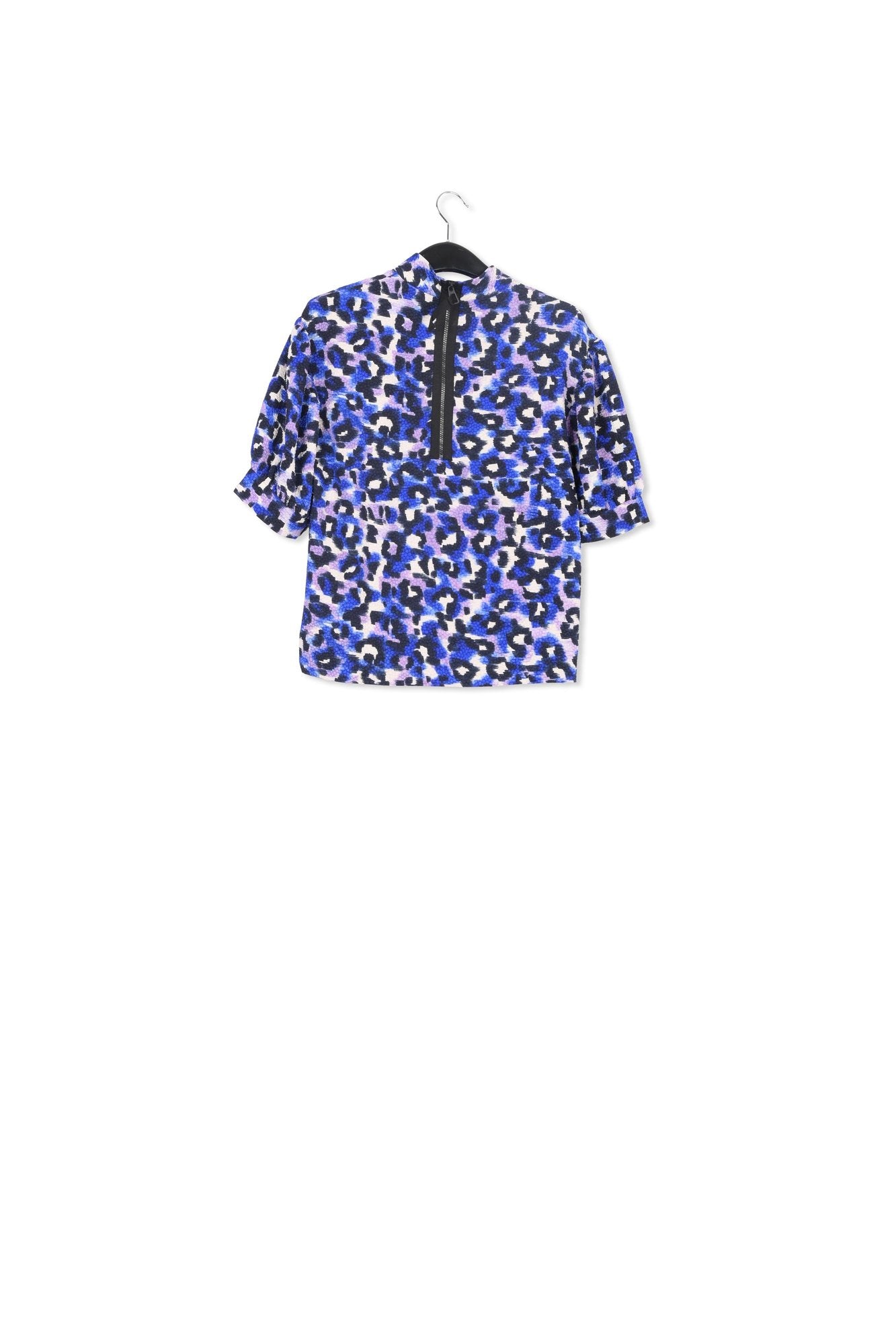 Sage green top with puffed sleeves RE—SSENTIEL | Essentiel second hand