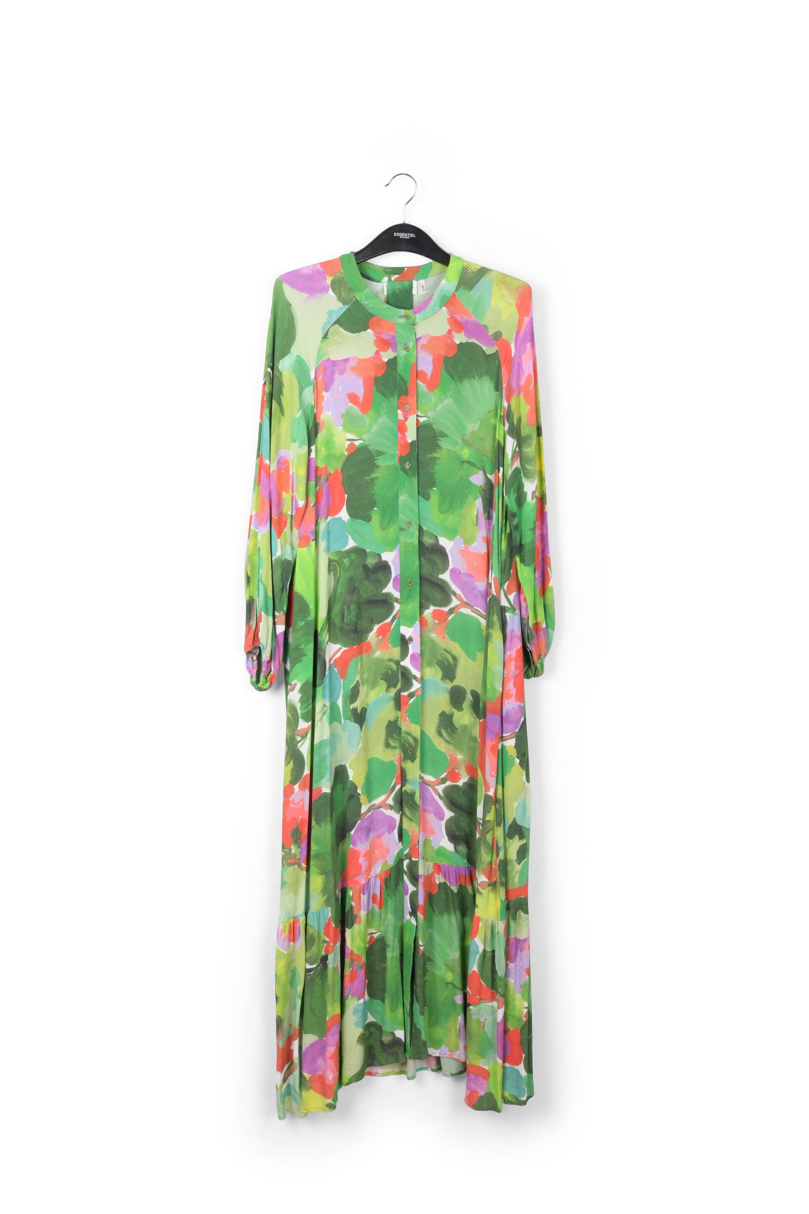 Green watercolor print maxi-length shirt dress RE—SSENTIEL | Essentiel second hand