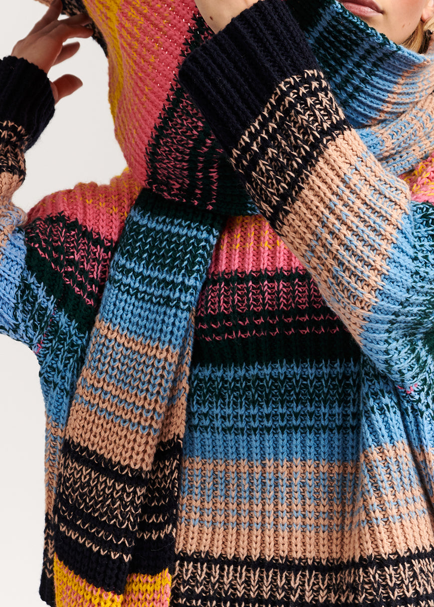Multicolored ribbed wool-blend scarf RE—SSENTIEL | Essentiel second hand