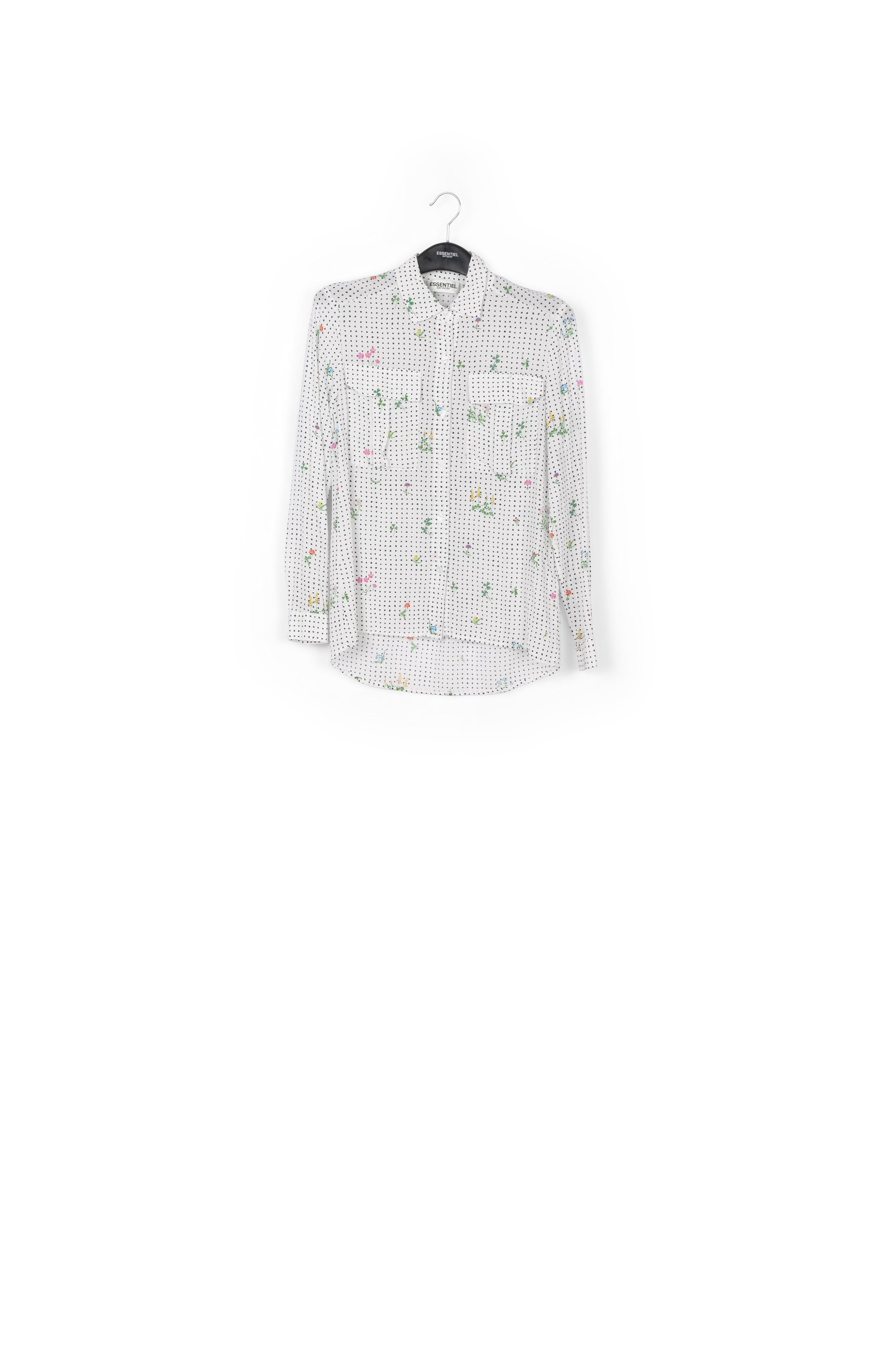 Chemise en soie à imprimé fleuri et à pois blanc cassé RE—SSENTIEL | Essentiel second hand