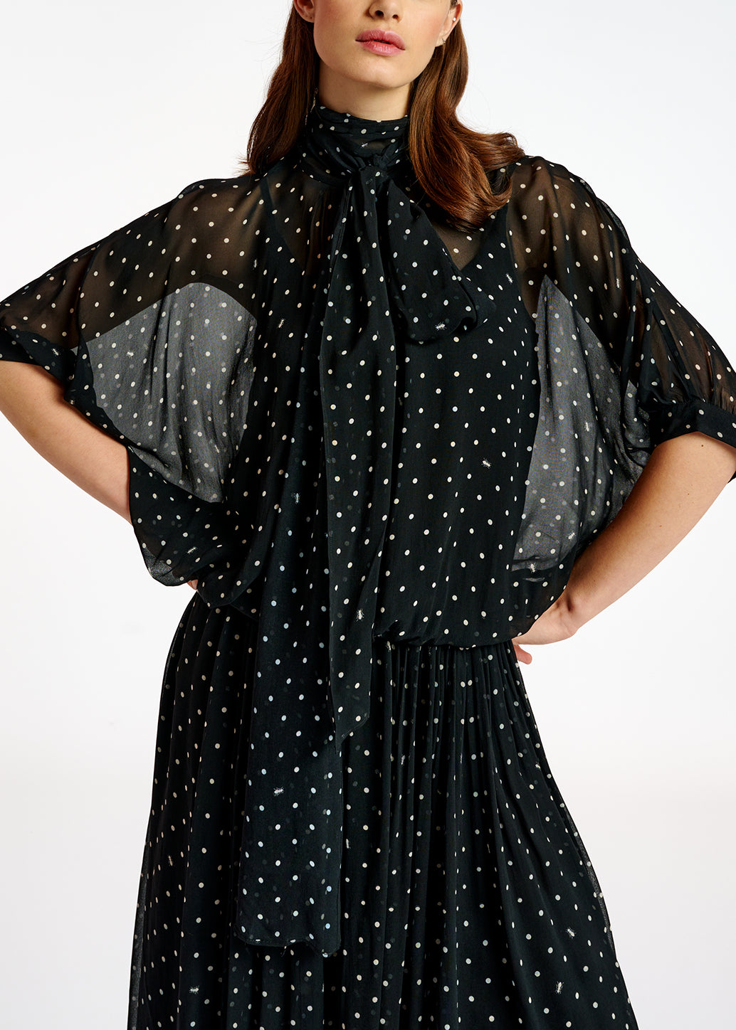 Jupe maxi à pois noir et blanc cassé RE—SSENTIEL | Essentiel second hand