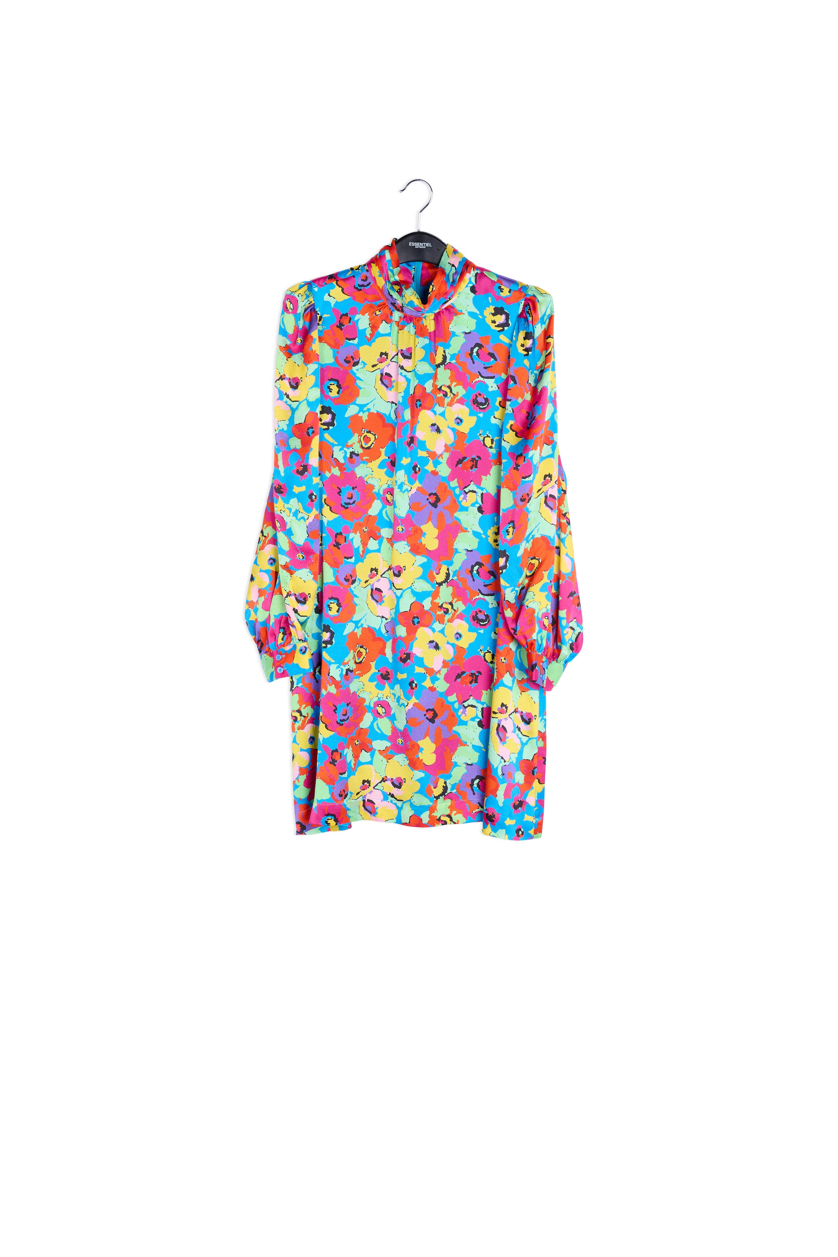 Turquoise multi floral silk mini dress RE—SSENTIEL | Essentiel second hand
