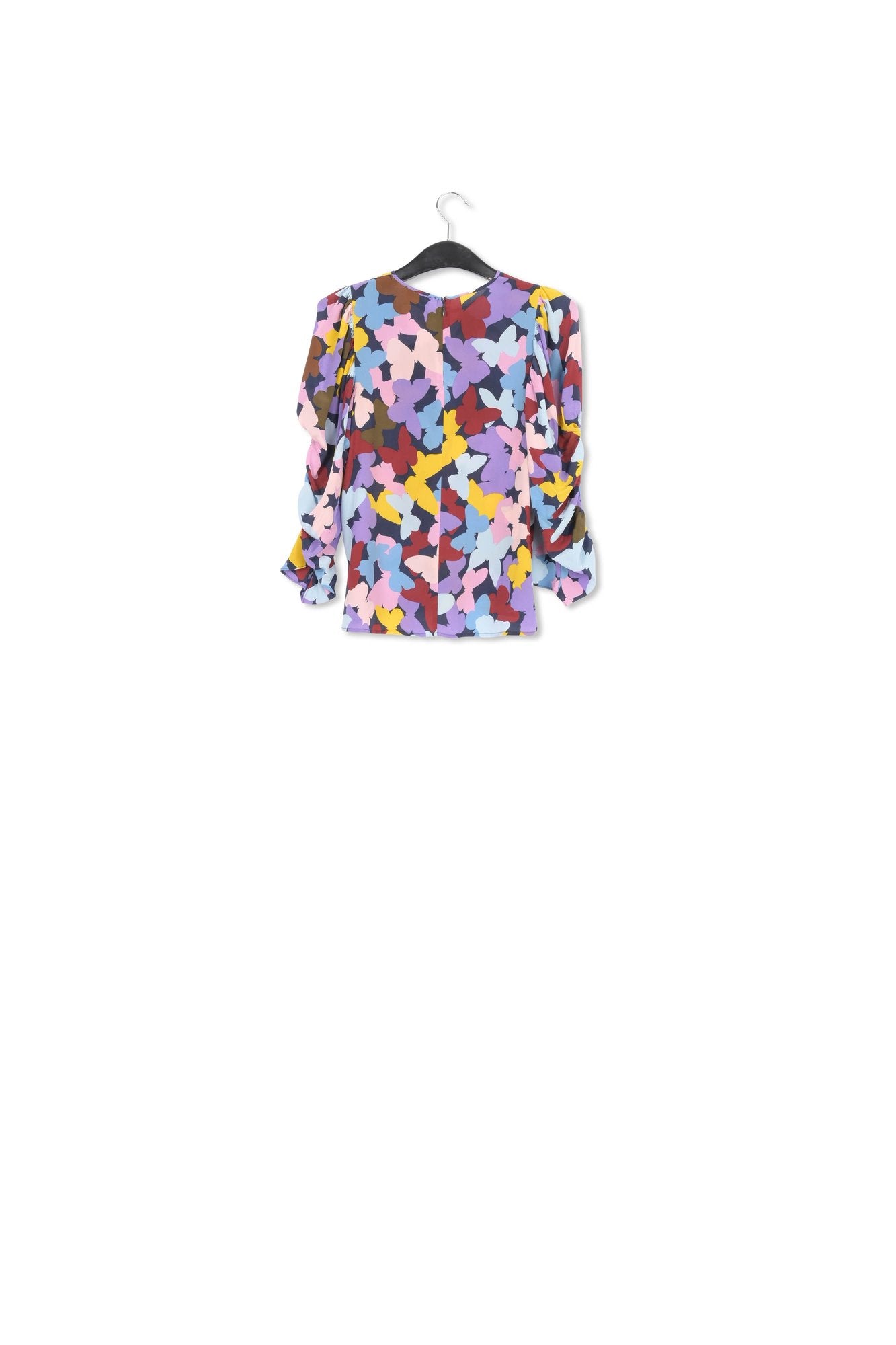 Dark blue silk butterfly print top RE—SSENTIEL | Essentiel second hand