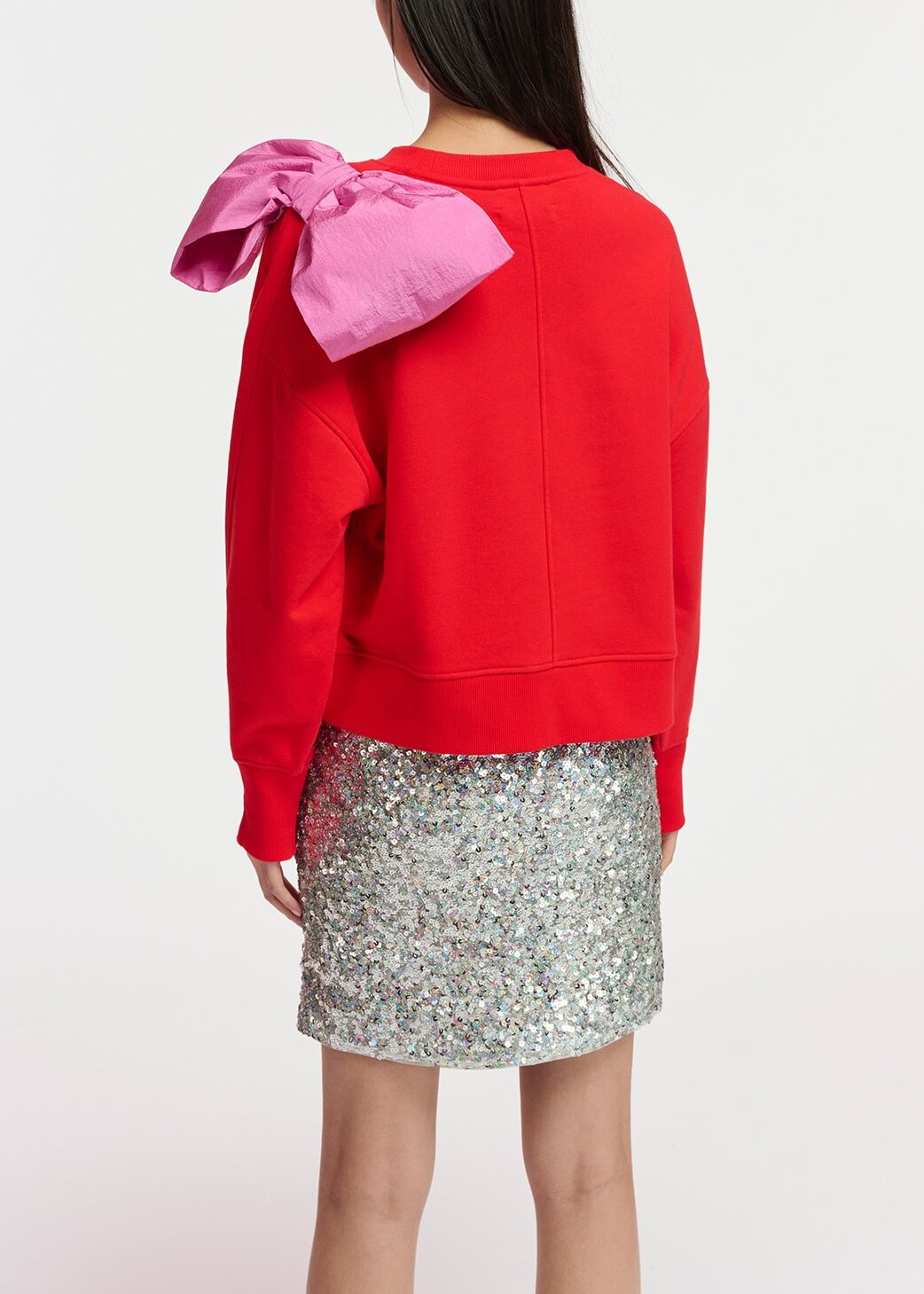 Sweatshirt rouge avec noeud rose RE—SSENTIEL | Essentiel second hand