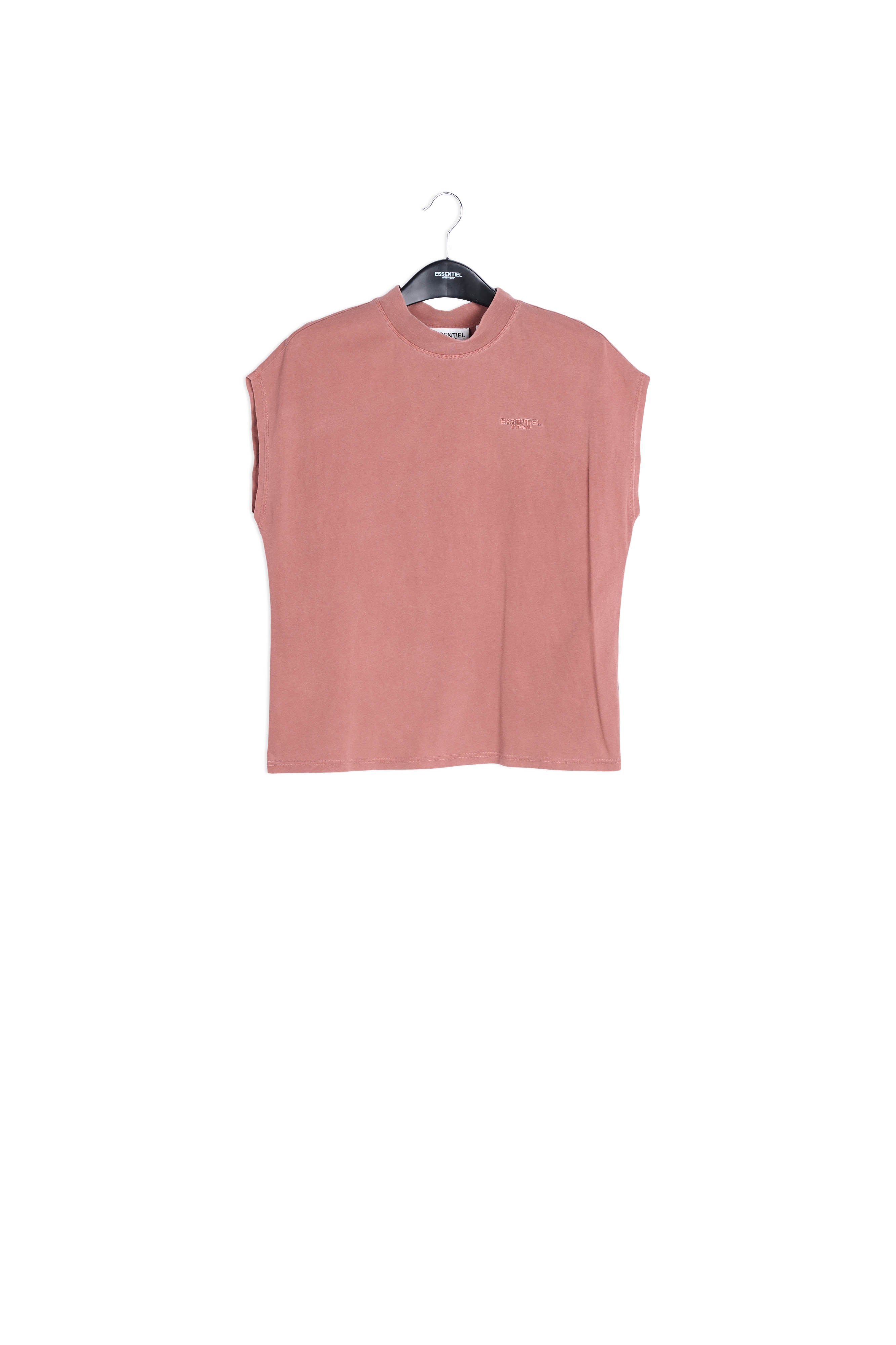 Brown cap-sleeve organic cotton t-shirt RE—SSENTIEL | Essentiel second hand